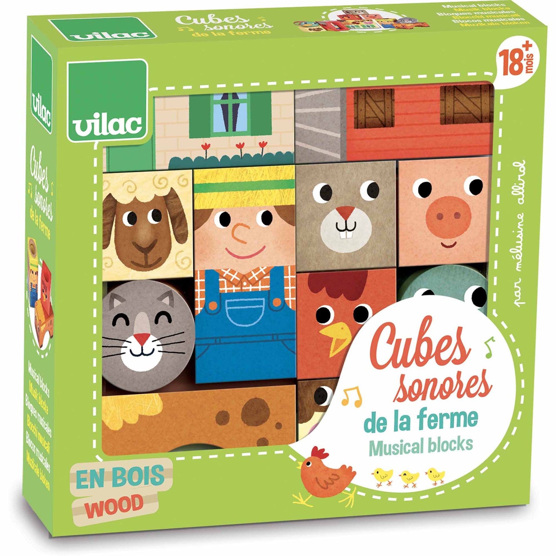 Vilac Farm Musical Blocks - Rose and Friends