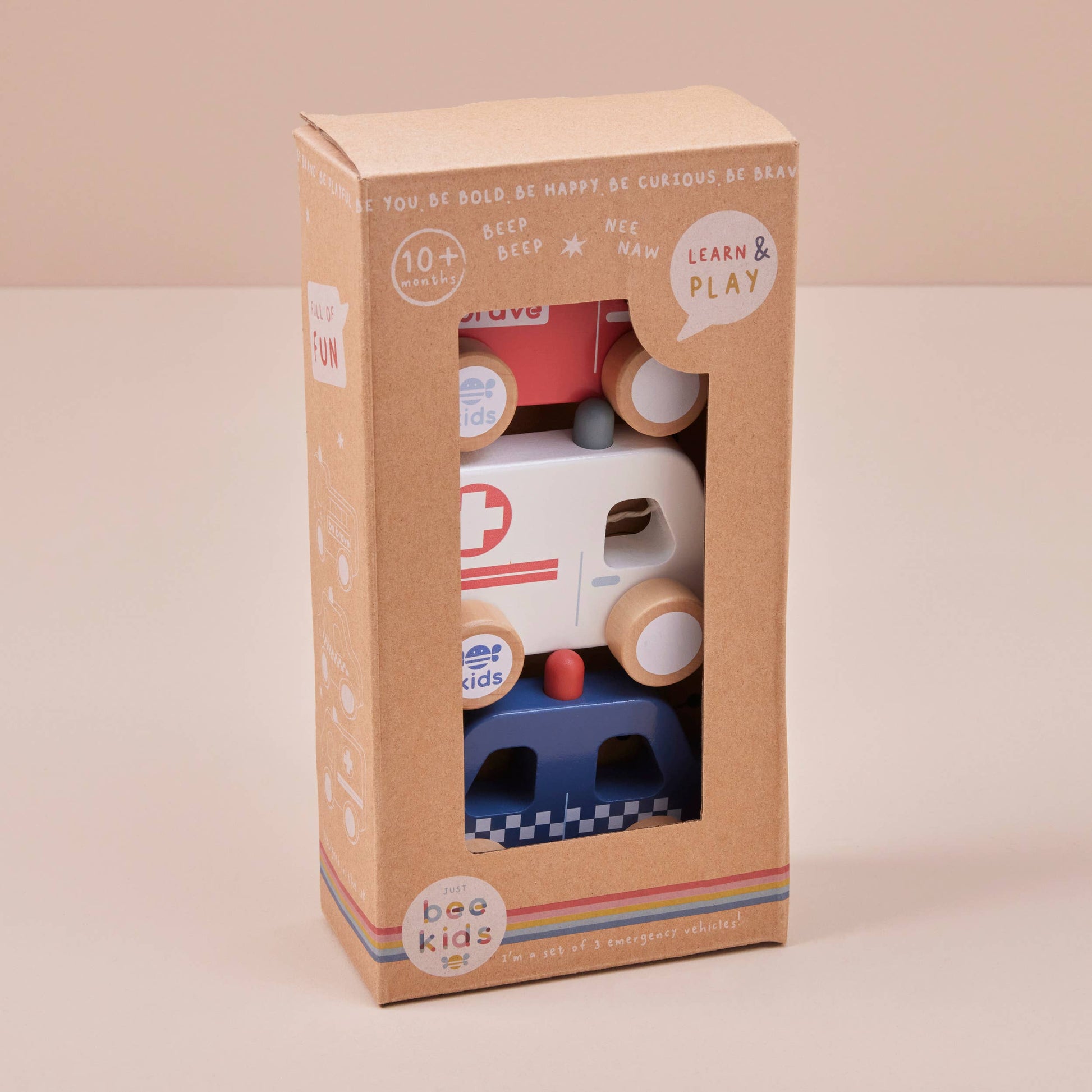 Just Bee Kids Wooden Emergency Vehicle Toys - Rose and Friends