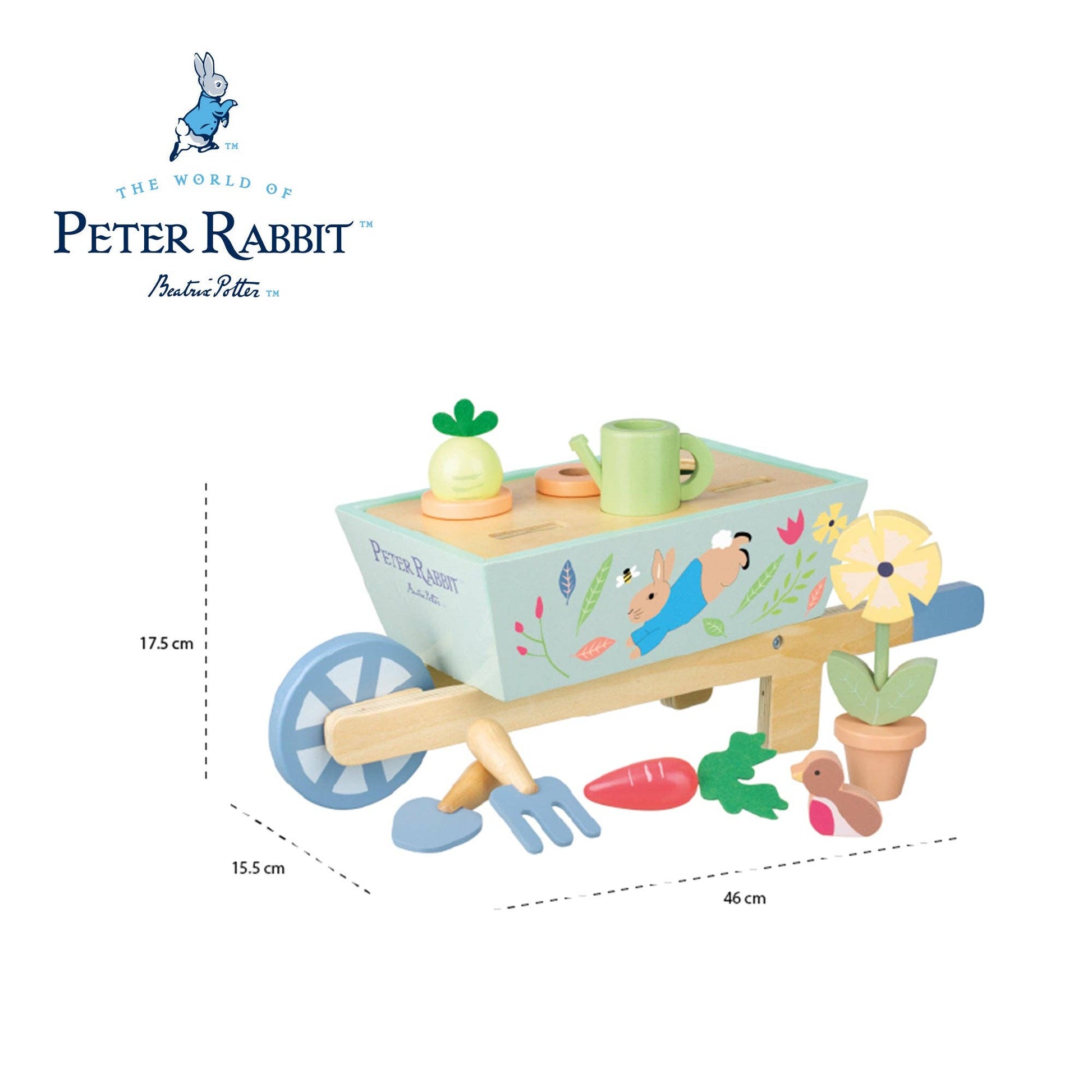 Peter Rabbit™ Wooden Wheelbarrow - Rose and Friends