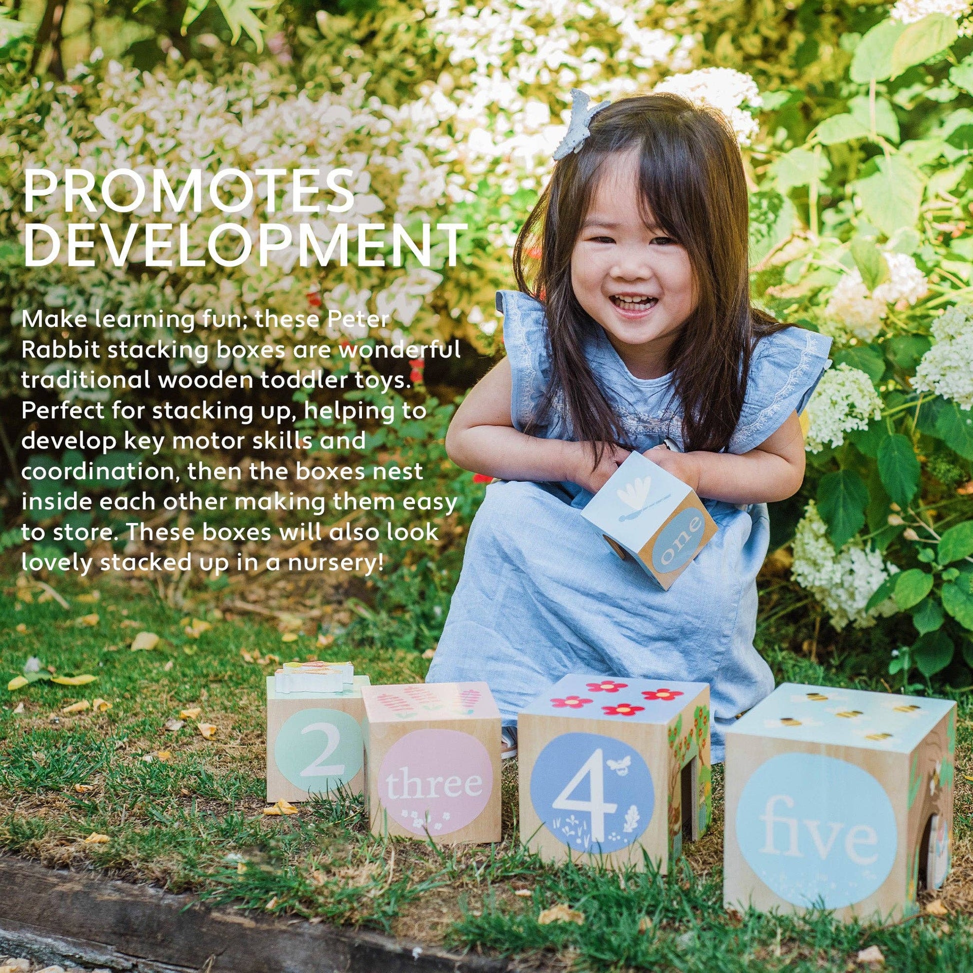 Peter Rabbit™ Wooden Stacking Cubes - Rose and Friends