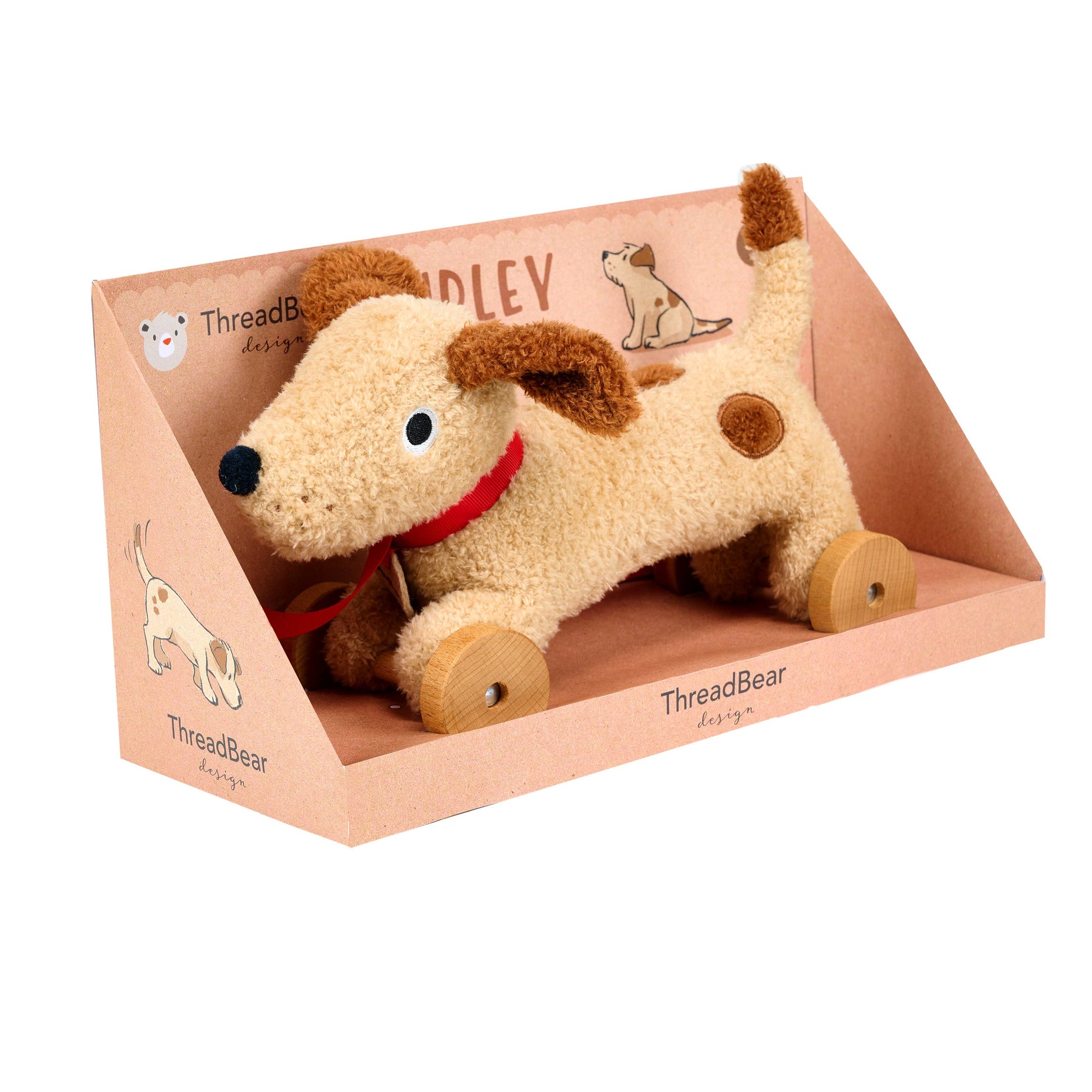 ThreadBear Dudley Pull Along Dog - Rose and Friends