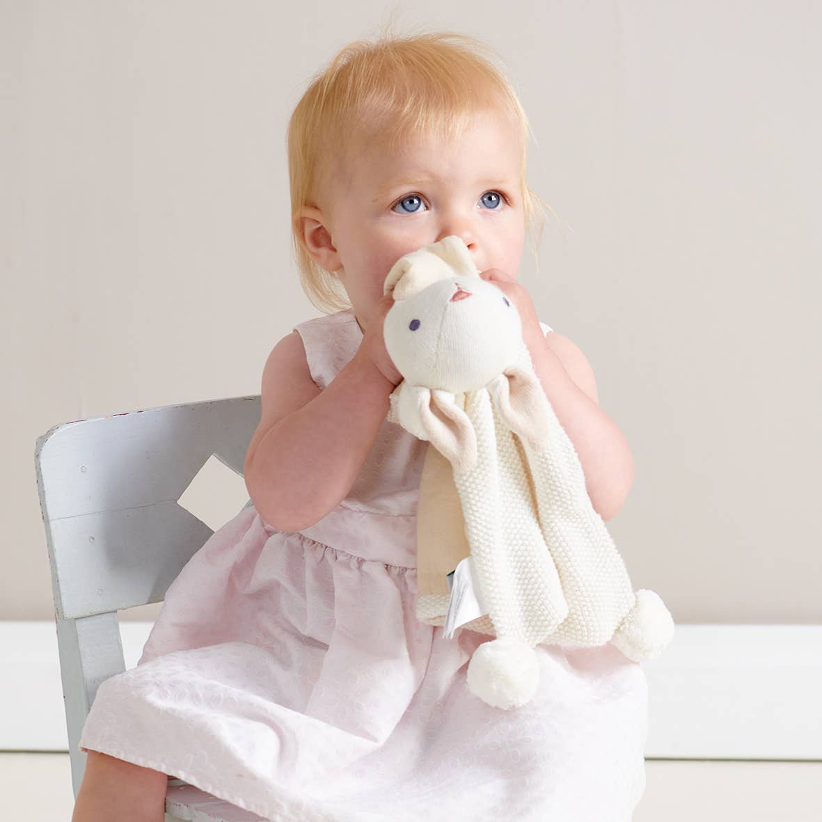 Baby Threads Cream Gift Set - Organic Rattle + Comforter - Rose and Friends