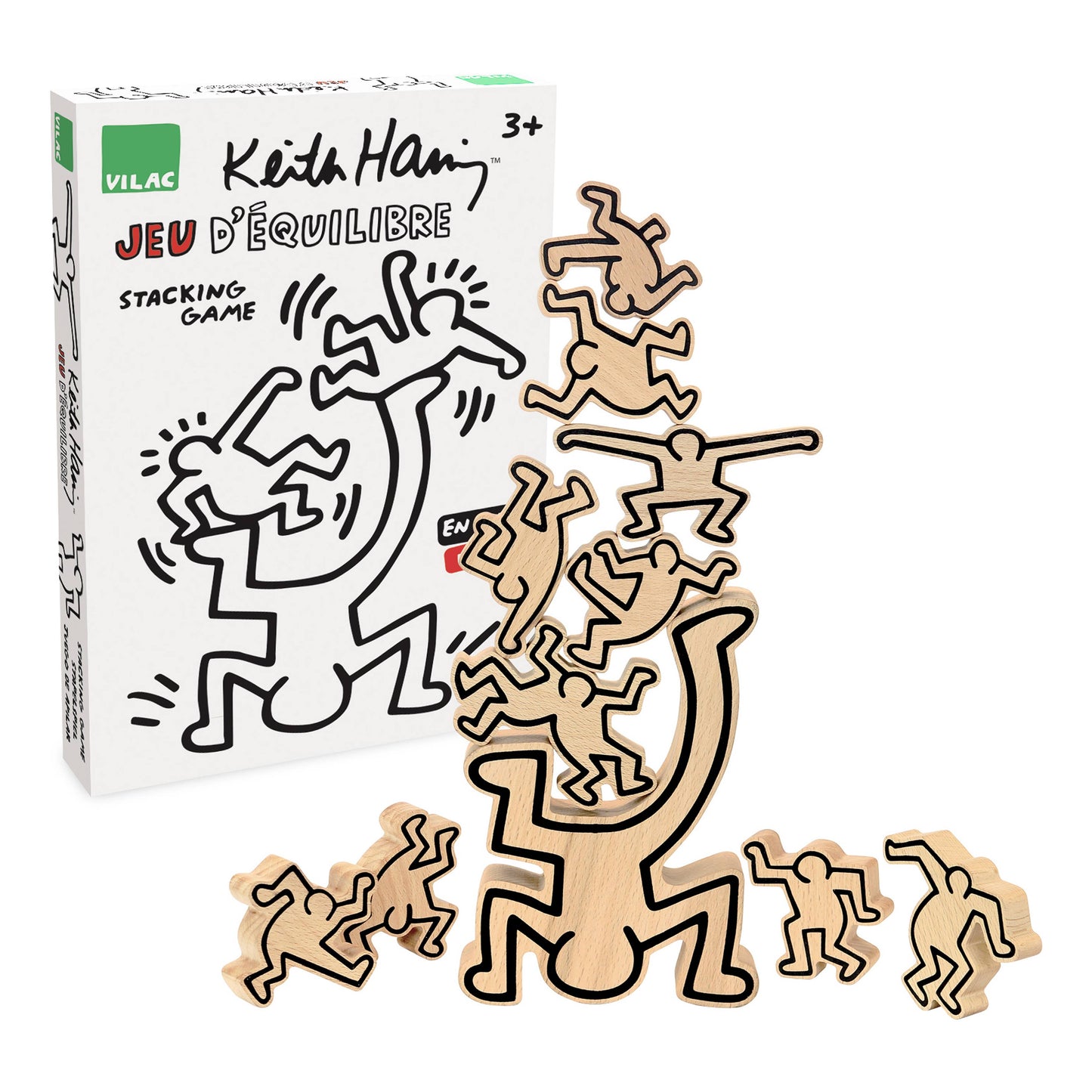 Vilac Keith Haring Stacking Figures – Artistic Wooden Toy - Rose and Friends