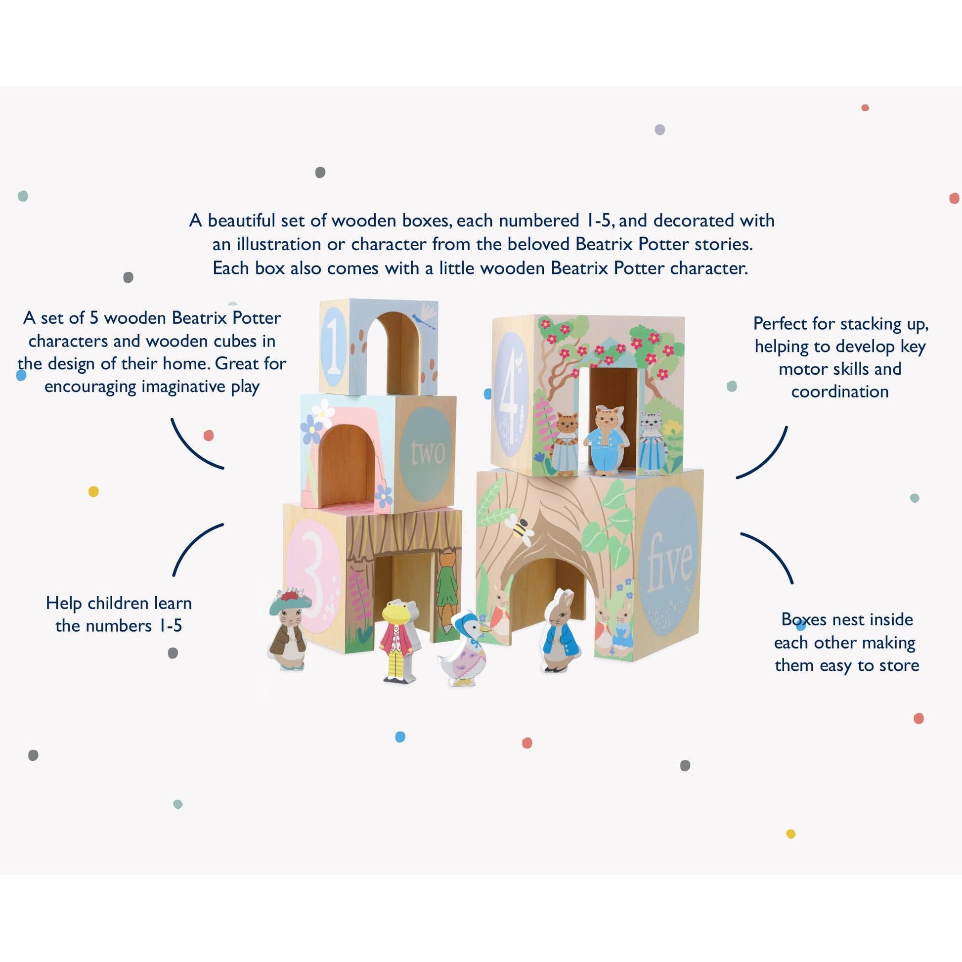 Peter Rabbit™ Wooden Stacking Cubes - Rose and Friends