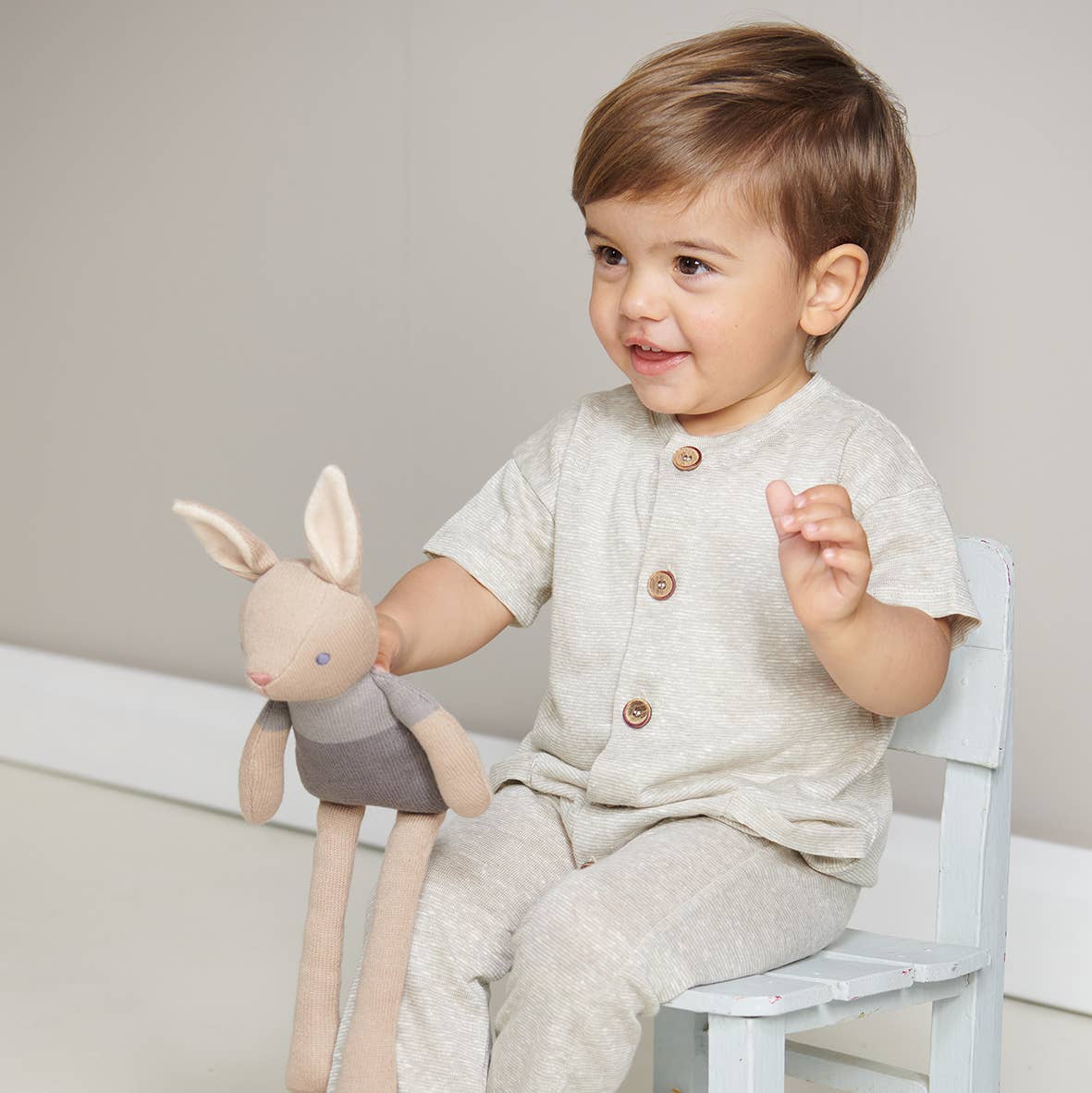 Baby Threads Taupe Bunny - Organic Doll 35cm - Rose and Friends