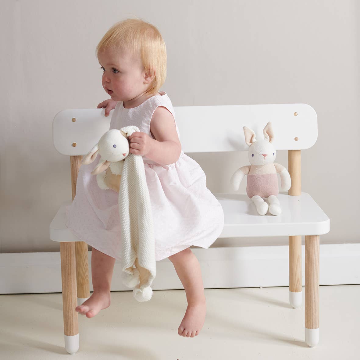 Baby Threads Cream Gift Set - Organic Rattle + Comforter - Rose and Friends