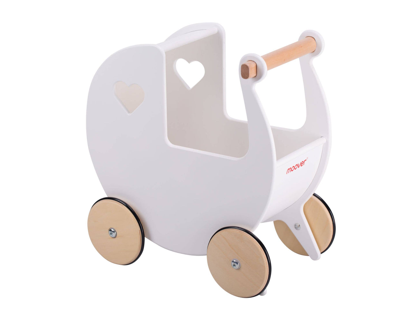 Moover Classic Light White Dolls Pram Wooden FSC Pushchair - Rose and Friends