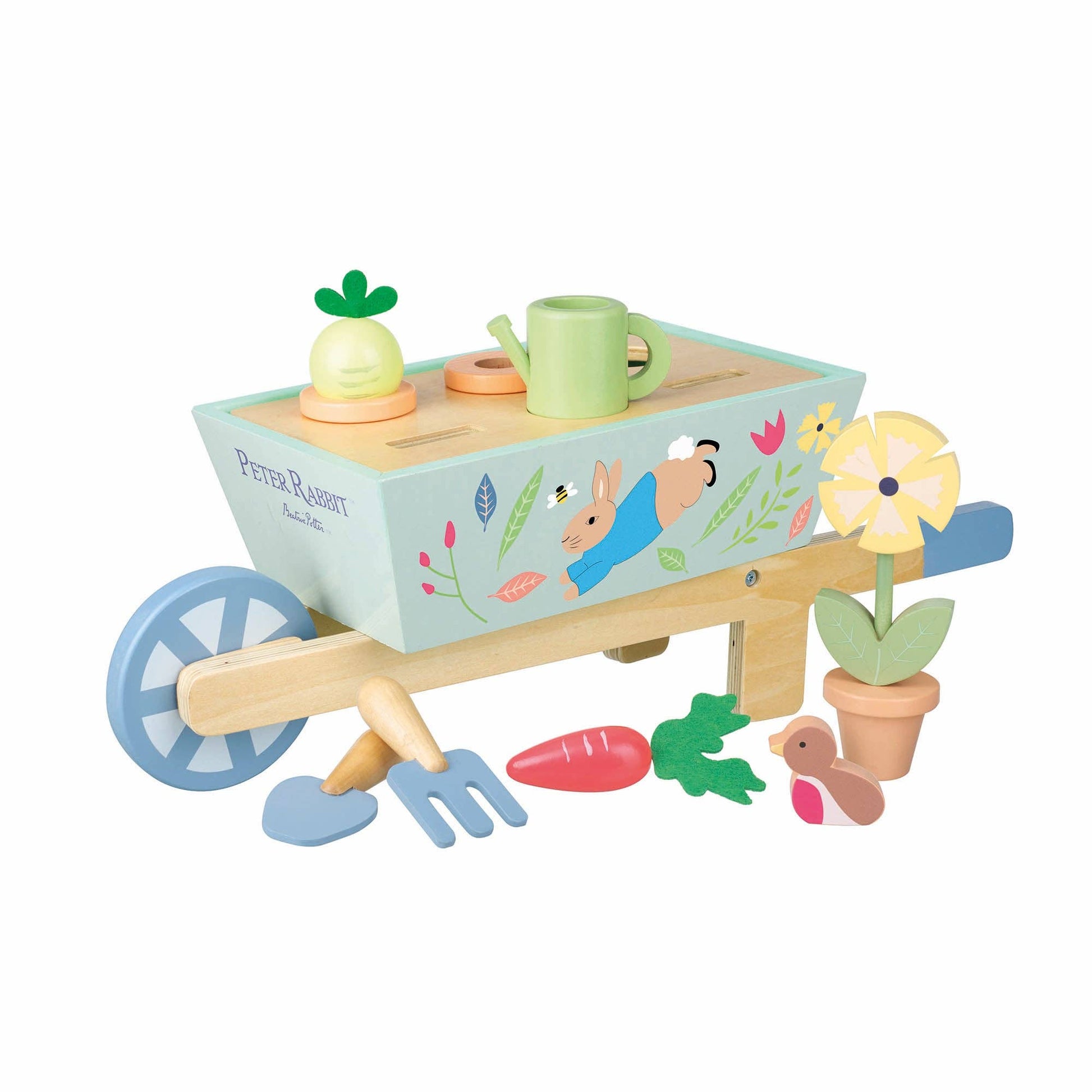 Peter Rabbit™ Wooden Wheelbarrow - Rose and Friends