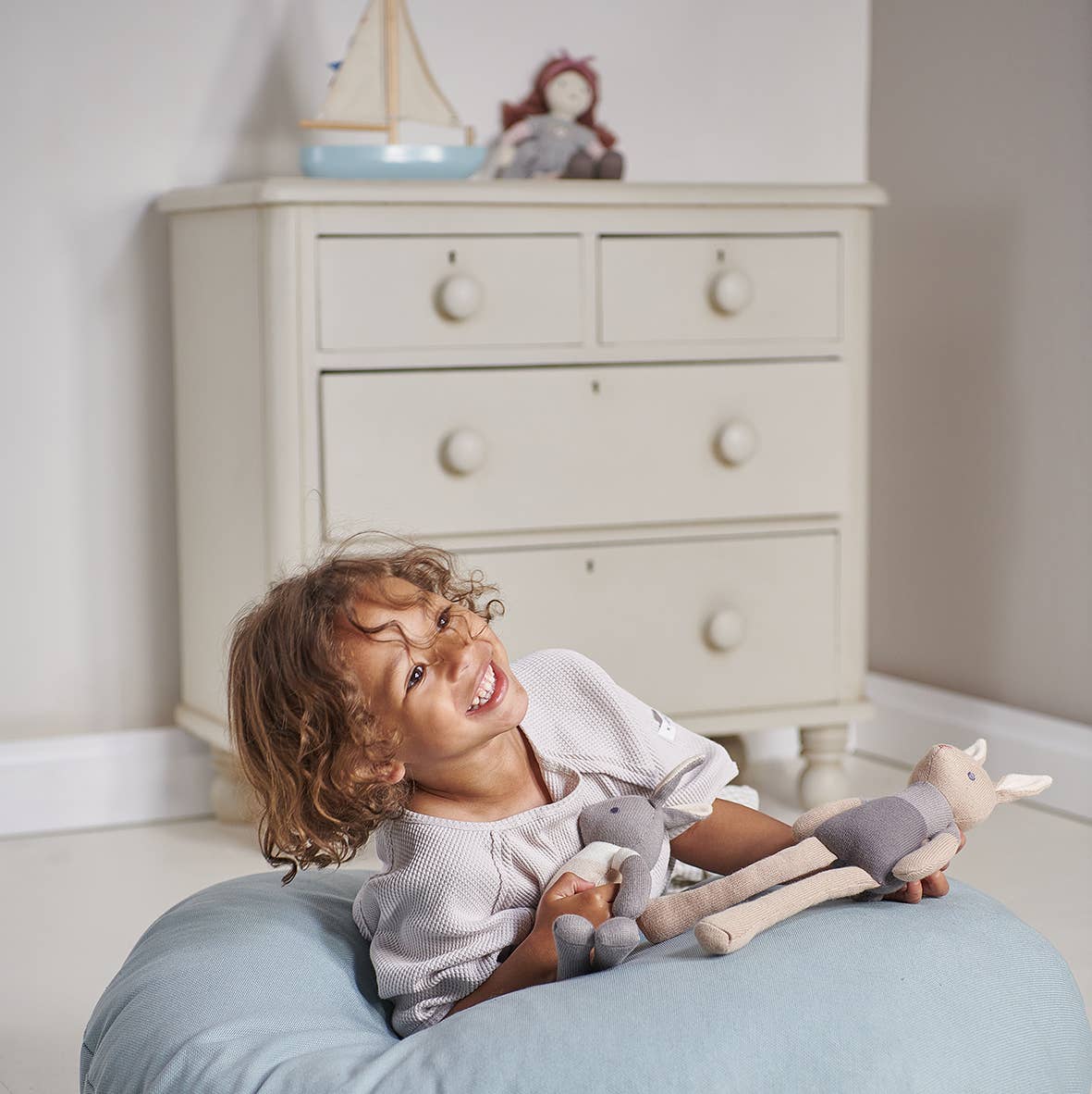 Baby Threads Grey Bunny - Organic Doll 35cm - Rose and Friends