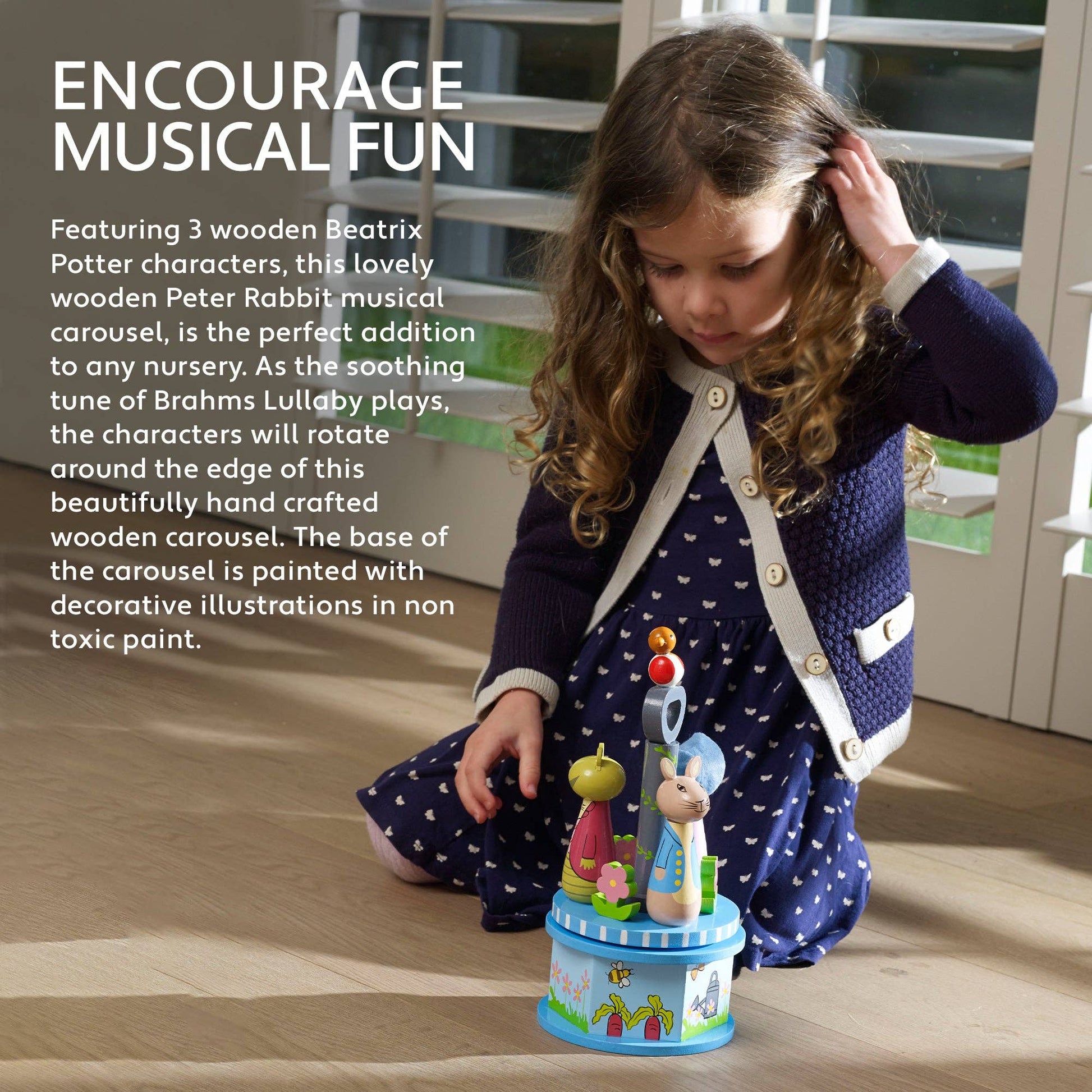 Peter Rabbit™ Wooden Musical Carousel - Rose and Friends
