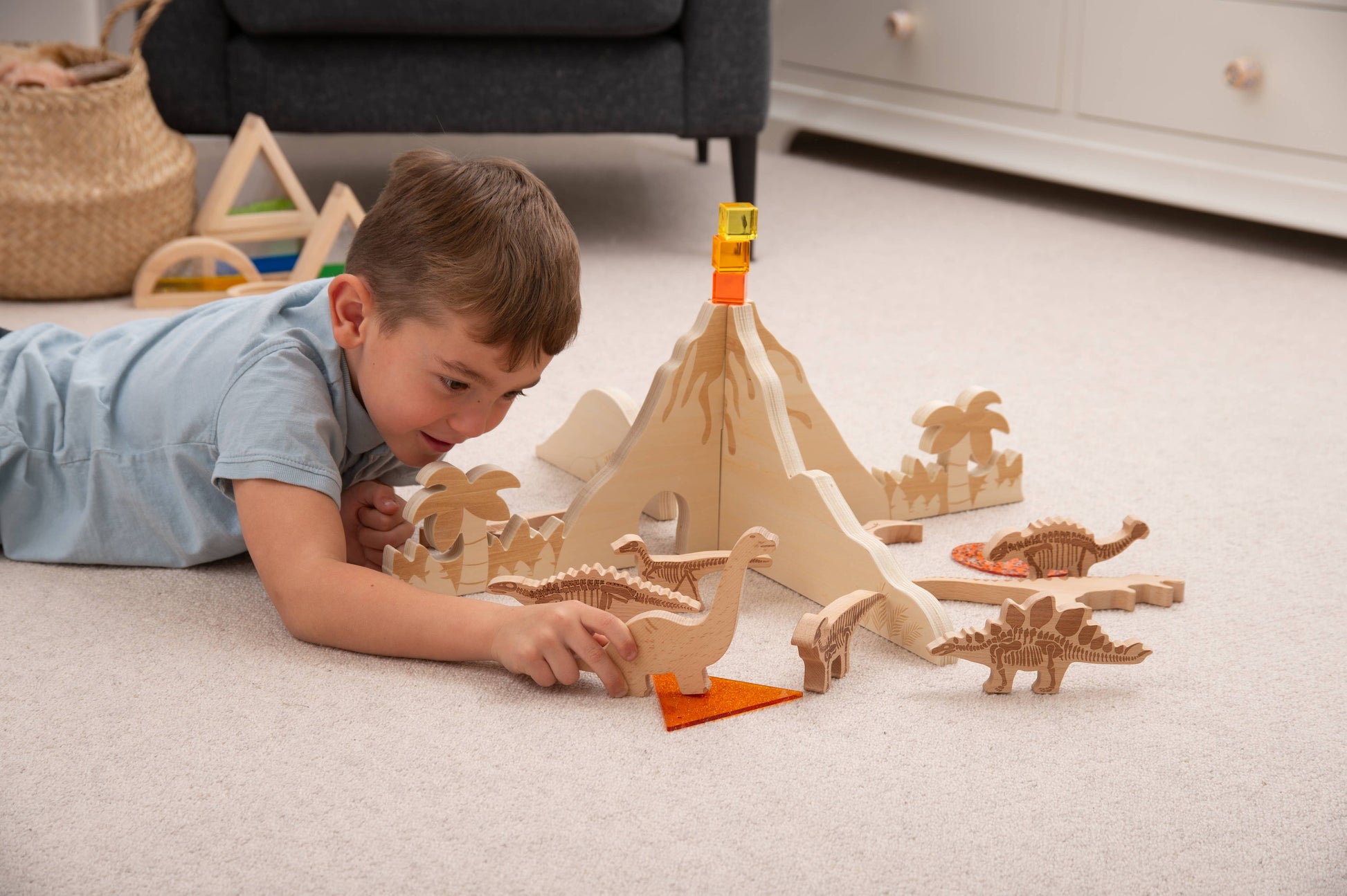 Dinosaur Wooden Blocks - Building Blocks - Wooden Toys - Rose and Friends