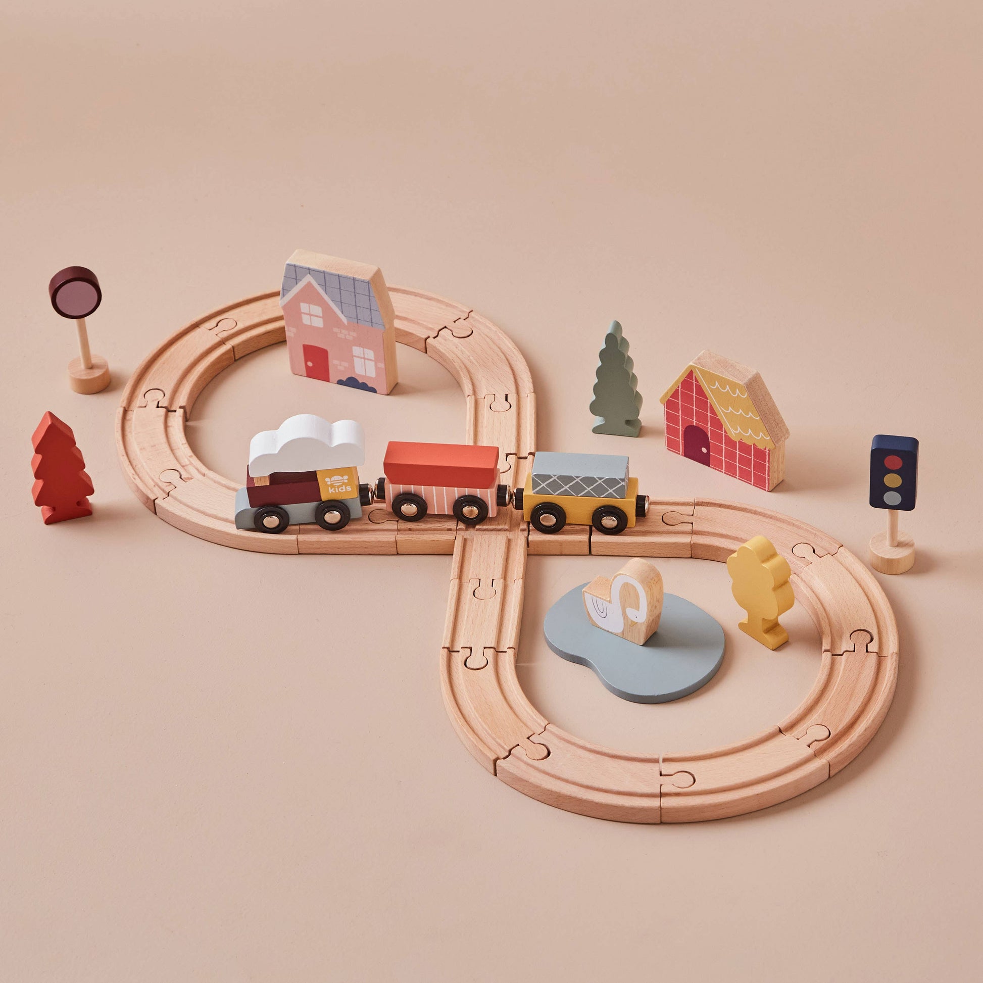 Just Bee Kids Wooden Kids Train Set (FSC) - Rose and Friends