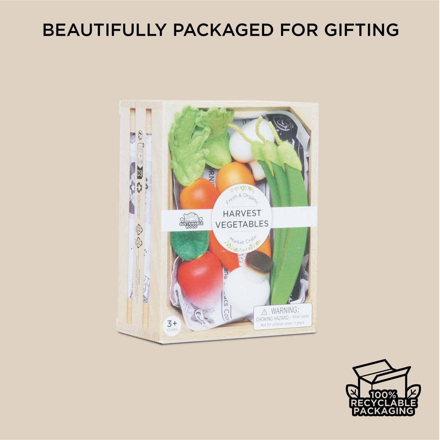 Harvest Vegetables Wooden Food Crate - Rose and Friends