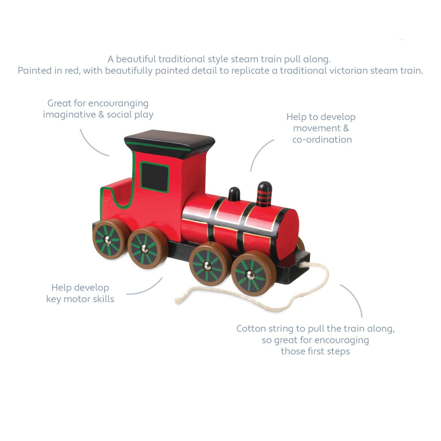 Steam Train Wooden Pull Along - Rose and Friends