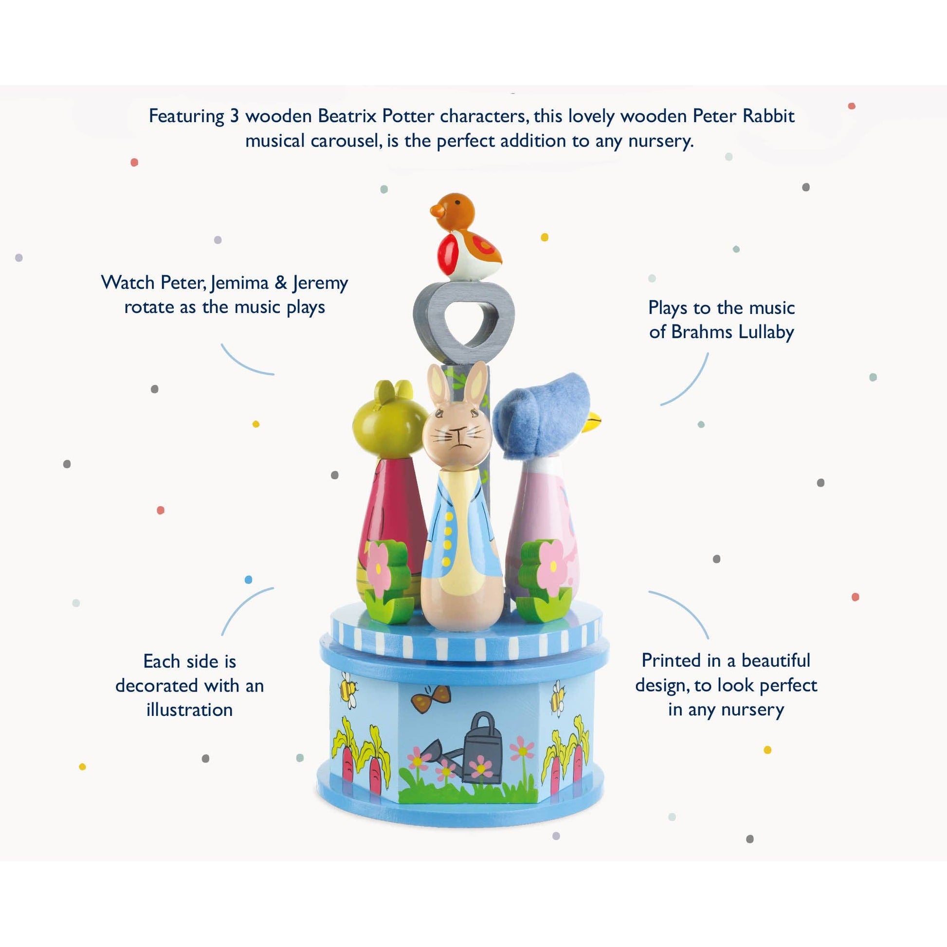 Peter Rabbit™ Wooden Musical Carousel - Rose and Friends