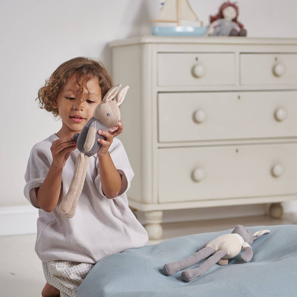 Baby Threads Taupe Bunny - Organic Doll 35cm - Rose and Friends