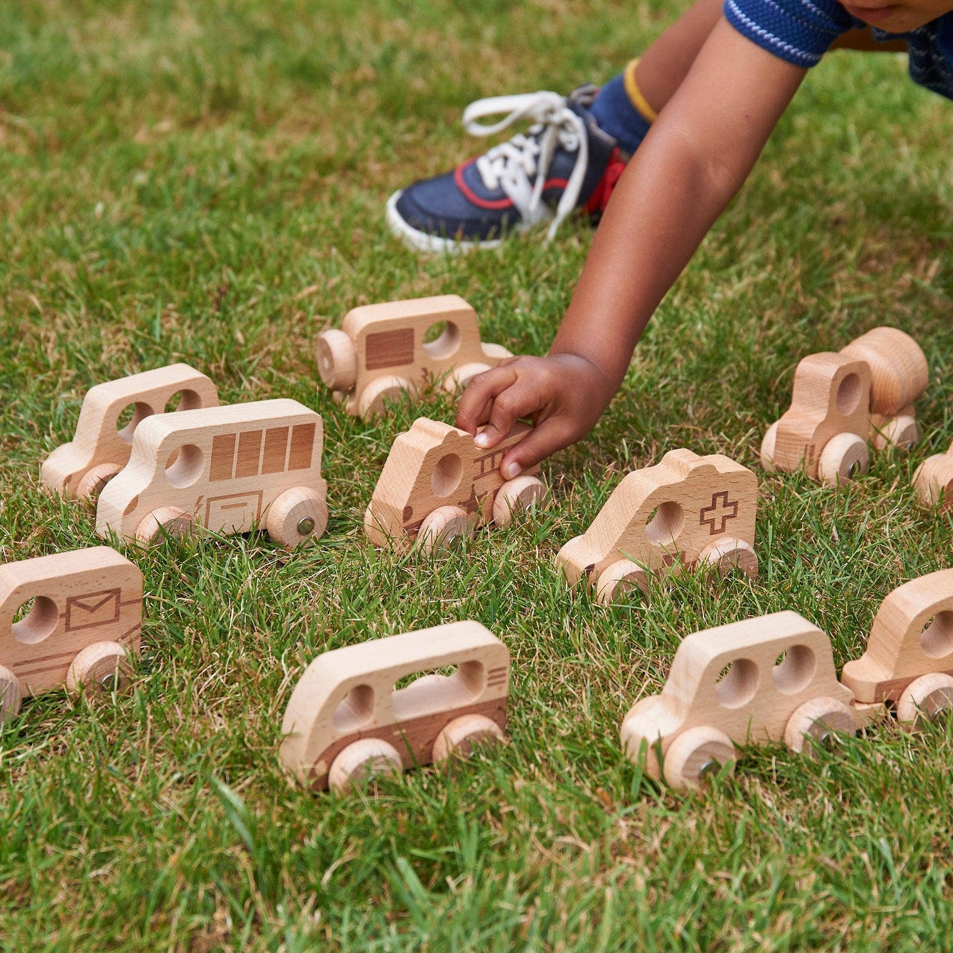 Natural Wooden Vehicles Set - Pk12 - Rose and Friends