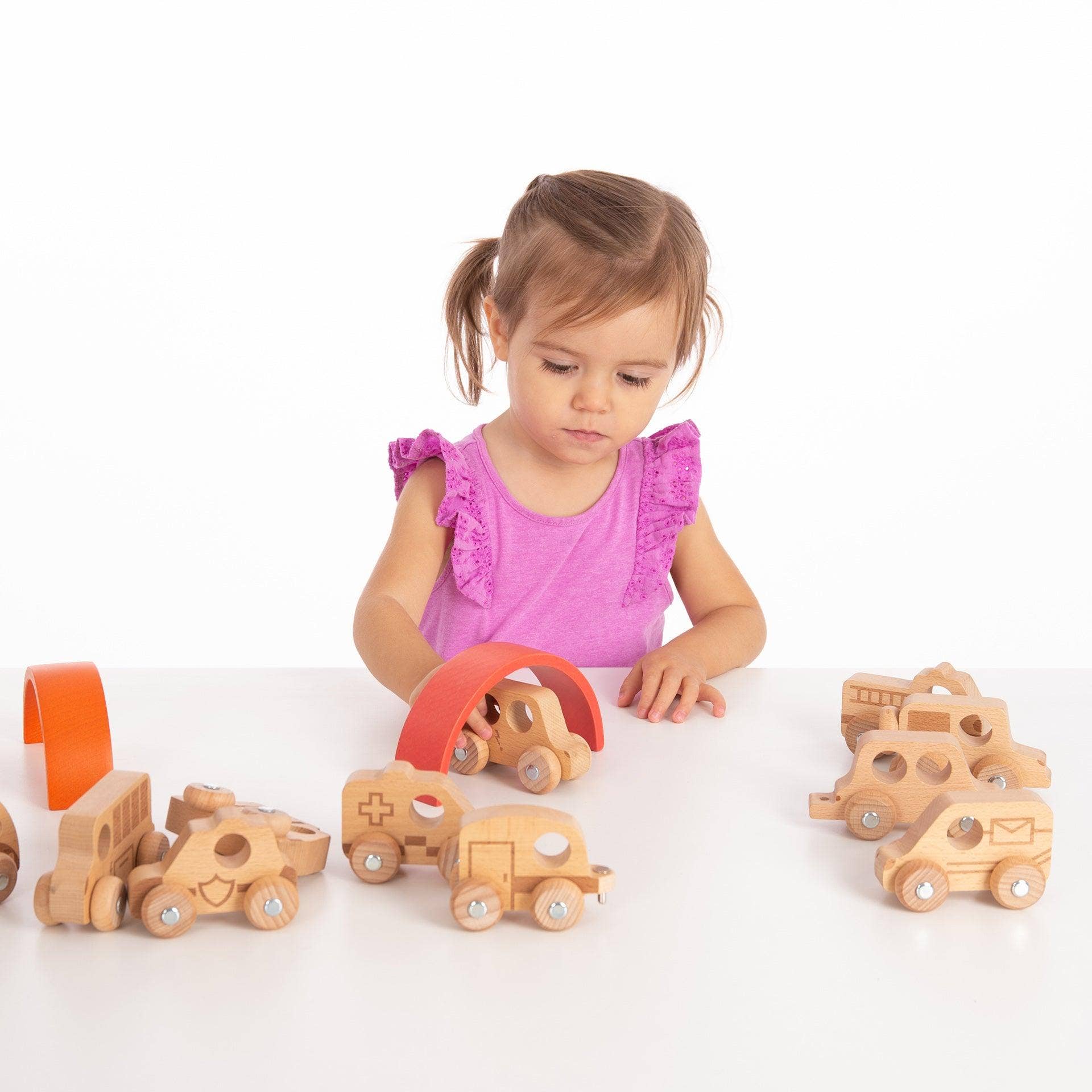 Natural Wooden Vehicles Set - Pk12 - Rose and Friends