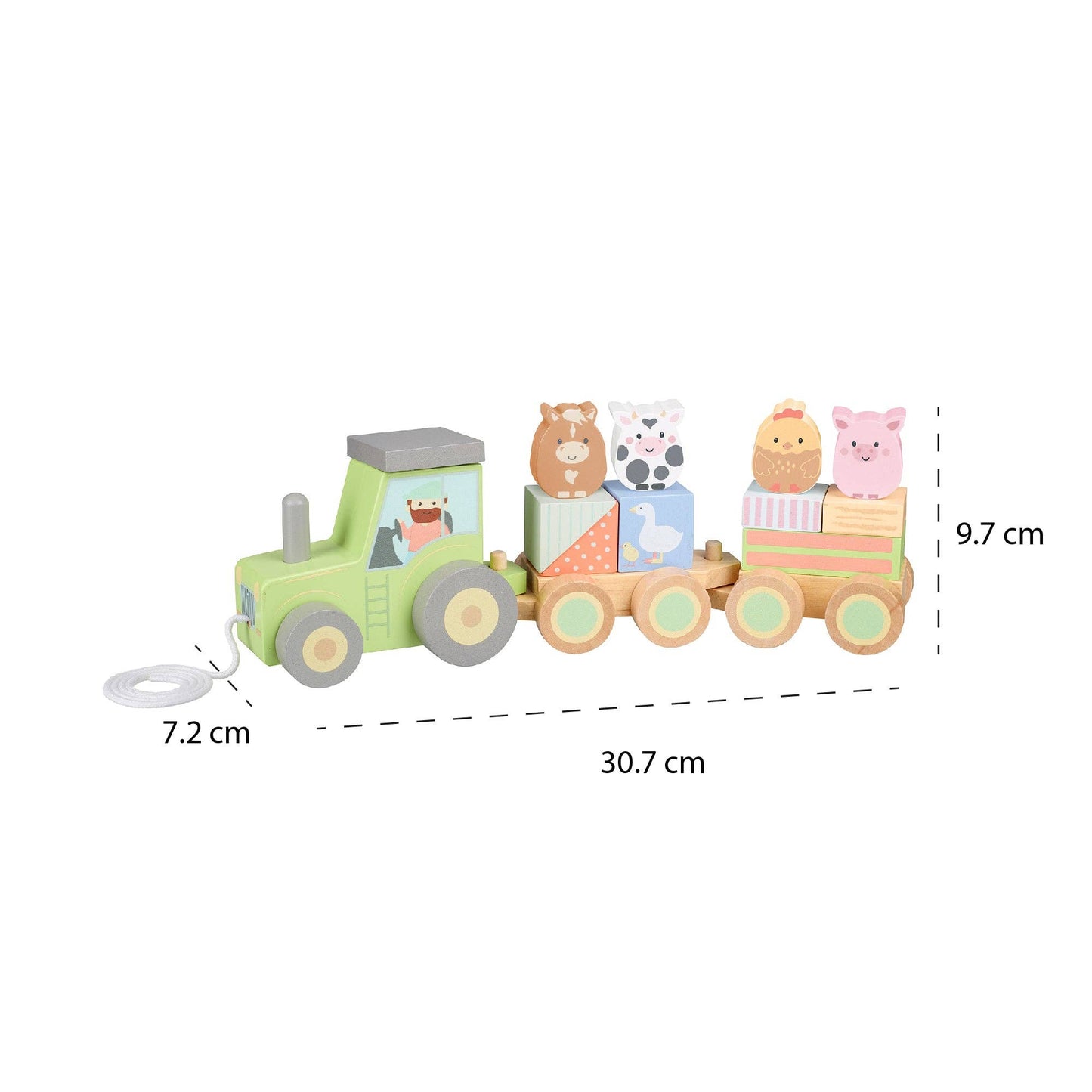 Puzzle train wooden tractor - Rose and Friends