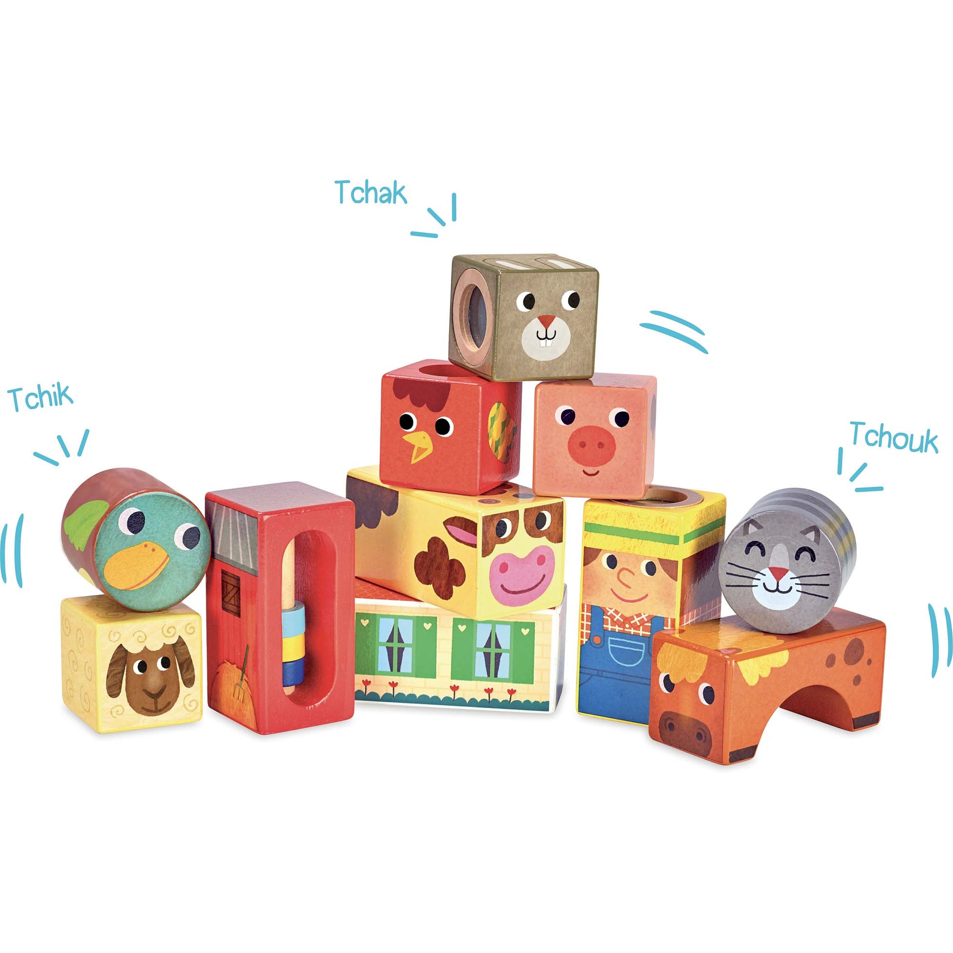 Vilac Farm Musical Blocks - Rose and Friends