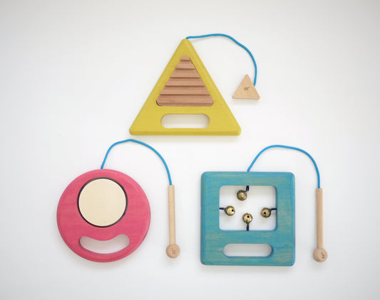 Kiko & gg Wooden Toy - Gakki Trio Of Musical Instruments - Rose and Friends
