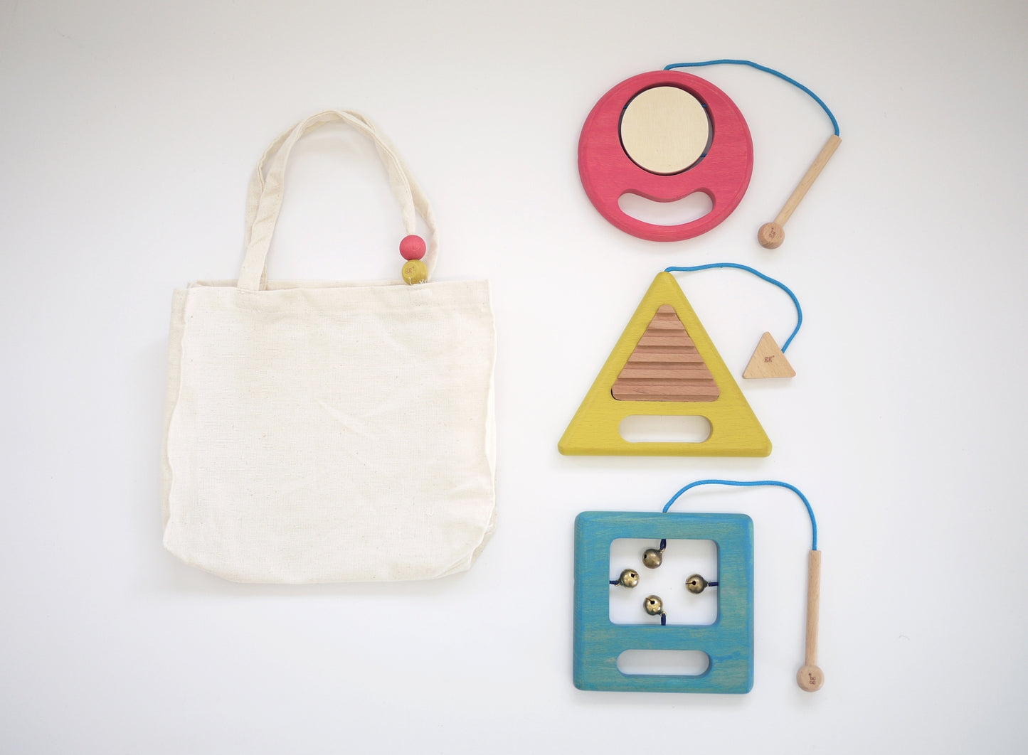 Kiko & gg Wooden Toy - Gakki Trio Of Musical Instruments - Rose and Friends