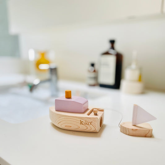 Kiko & gg Wooden Toy - Ofune Wind-Up Boat (Lavender) - Rose and Friends