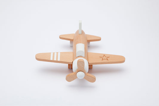 Kiko & gg Wooden Toy - Hikoki Propeller Plane (White) - Rose and Friends