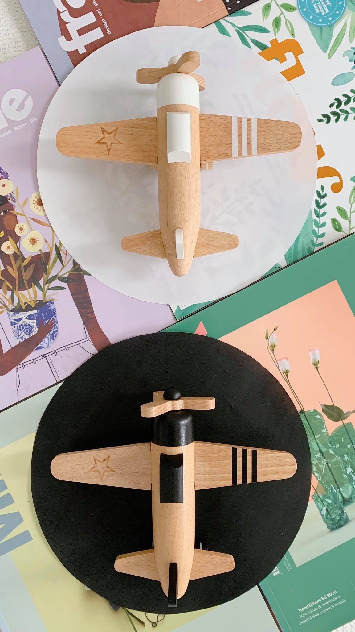 Kiko & gg Wooden Toy - Hikoki Propeller Plane (White) - Rose and Friends