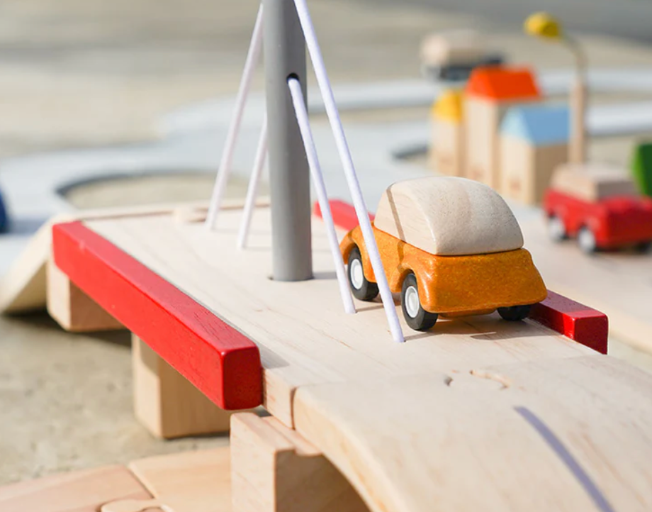 Yellow Car Wooden Vehicle PlanToys - Rose and Friends