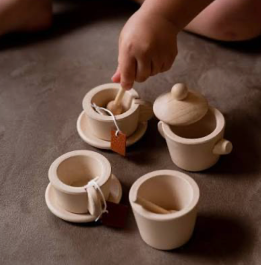 Tea Set Wooden Playset PlanToys - Rose and Friends