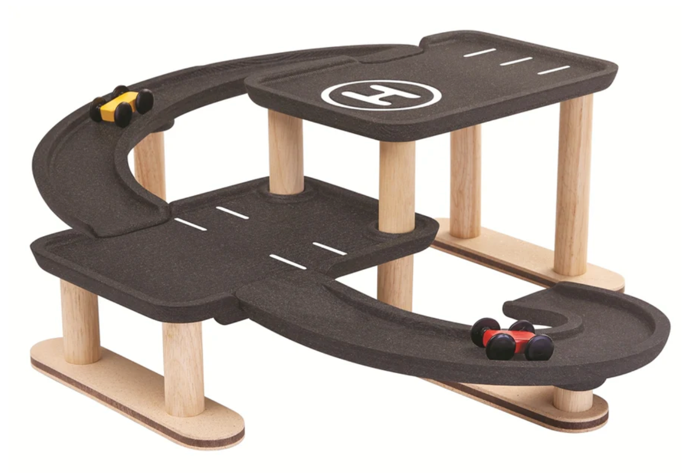 Race and Play Wooden Parking Garage PlanToys - Rose and Friends