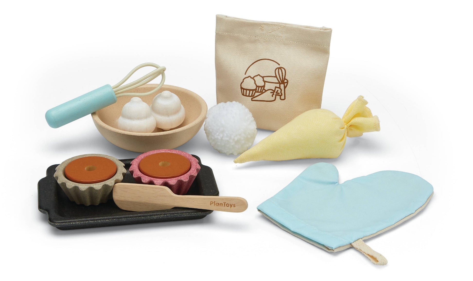 PlanToys Cupcake Set Wooden Toy - Rose and Friends