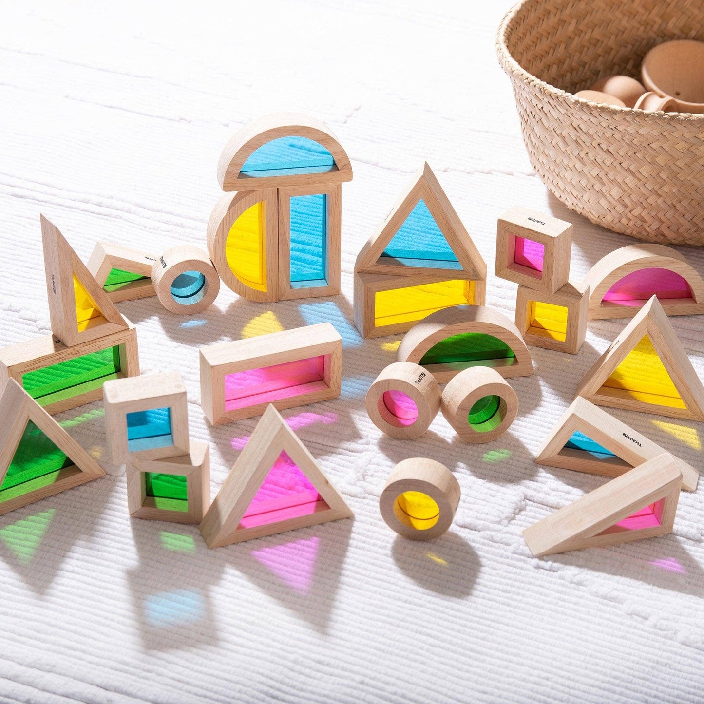 Rainbow Blocks - Building blocks - Wooden Toy - Sensory - Rose and Friends