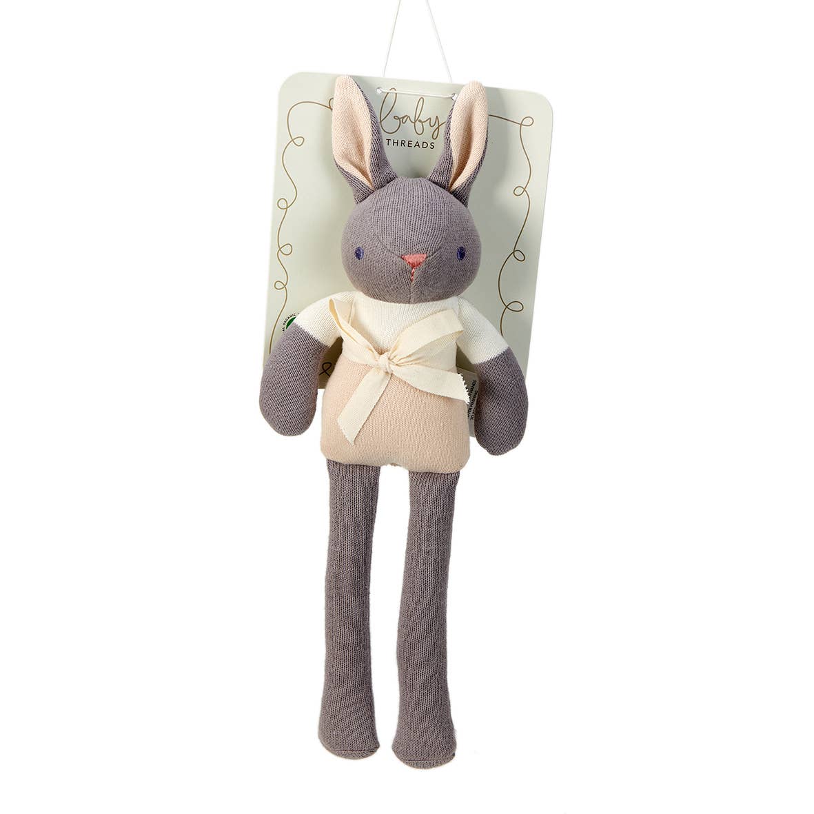 Baby Threads Grey Bunny - Organic Doll 35cm - Rose and Friends