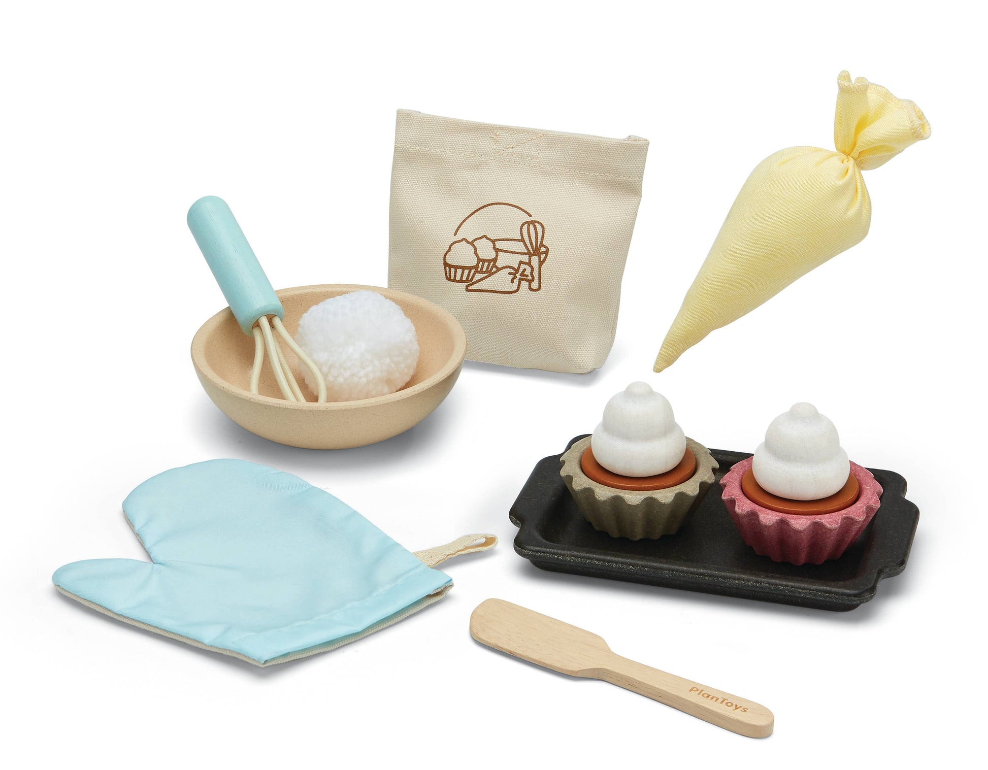 PlanToys Cupcake Set Wooden Toy - Rose and Friends