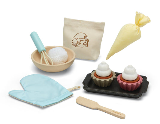 PlanToys Cupcake Set Wooden Toy - Rose and Friends
