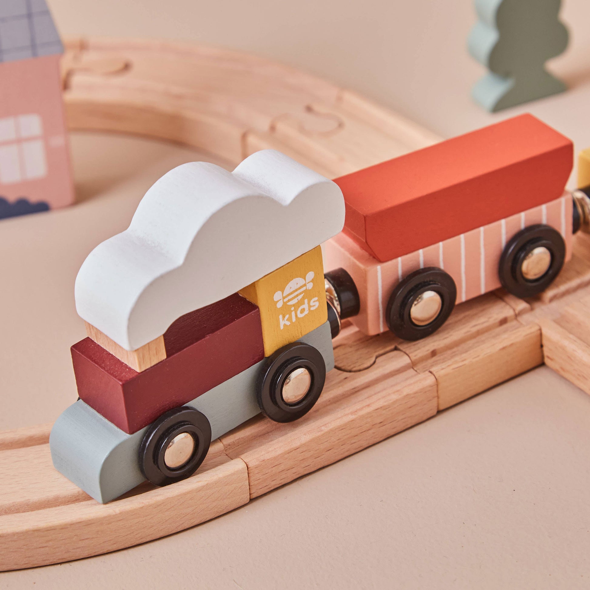 Just Bee Kids Wooden Kids Train Set (FSC) - Rose and Friends