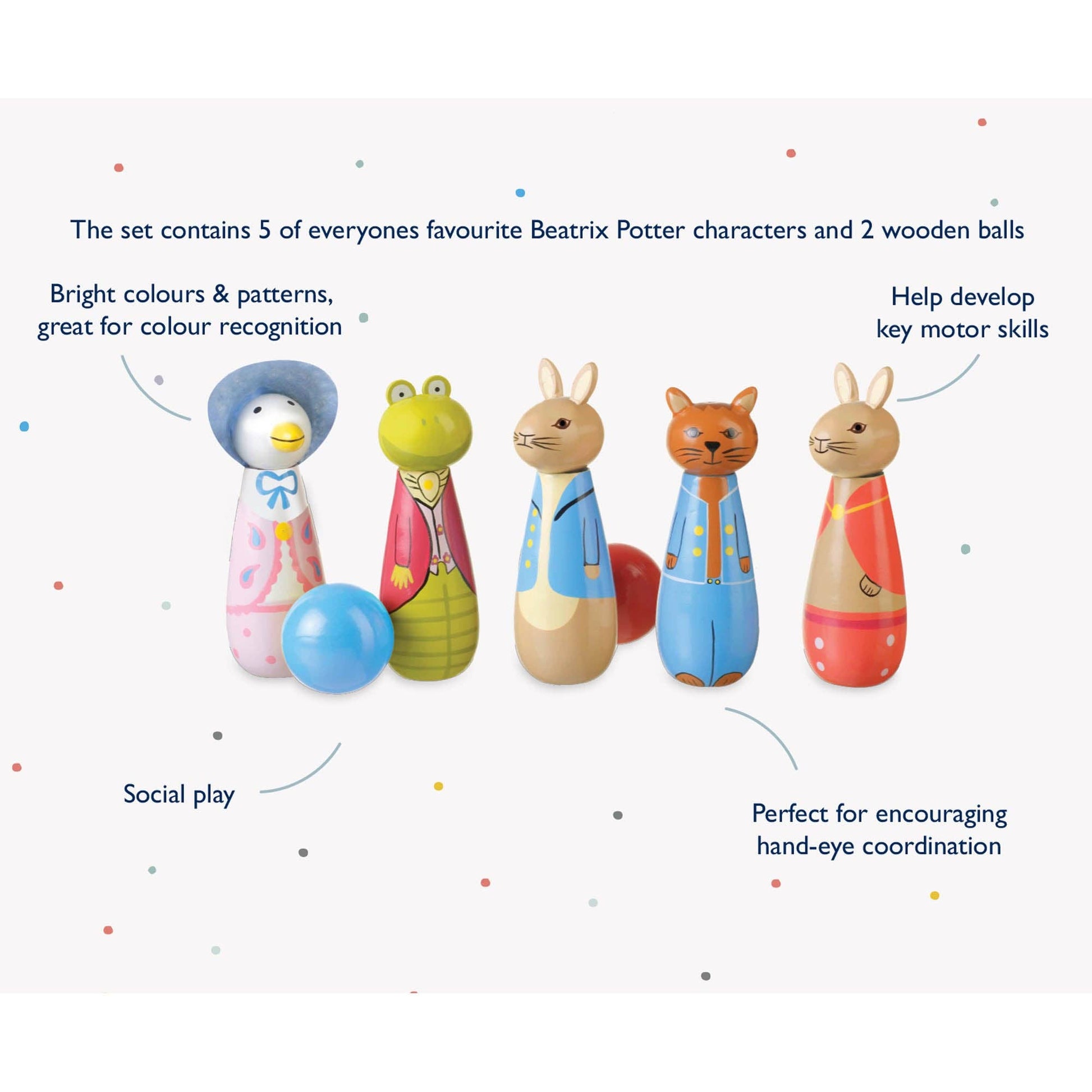 Peter Rabbit™ Wooden Skittles - Rose and Friends
