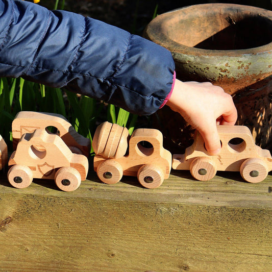 Natural Wooden Vehicles Set - Pk12 - Rose and Friends