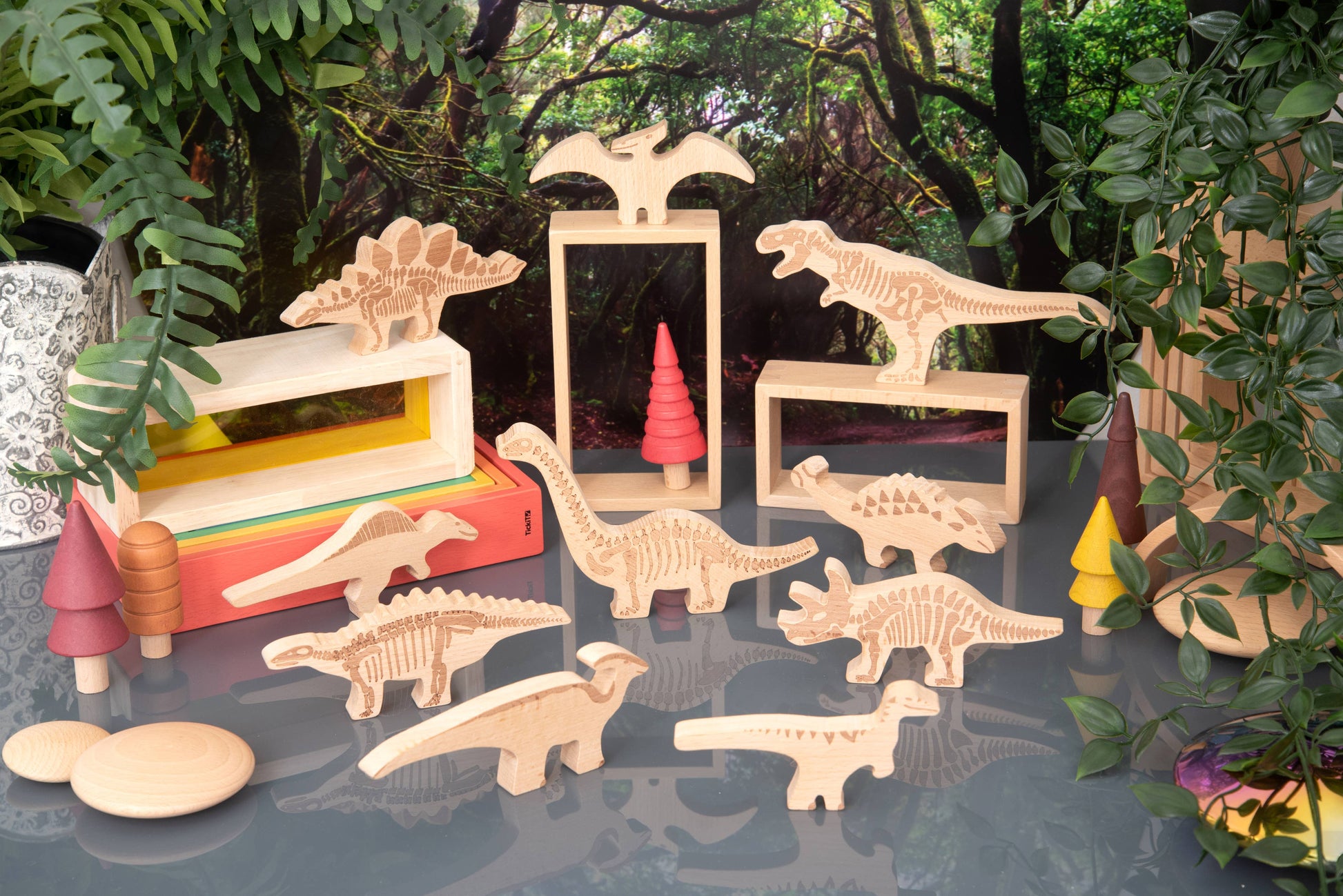 Dinosaur Wooden Blocks - Building Blocks - Wooden Toys - Rose and Friends