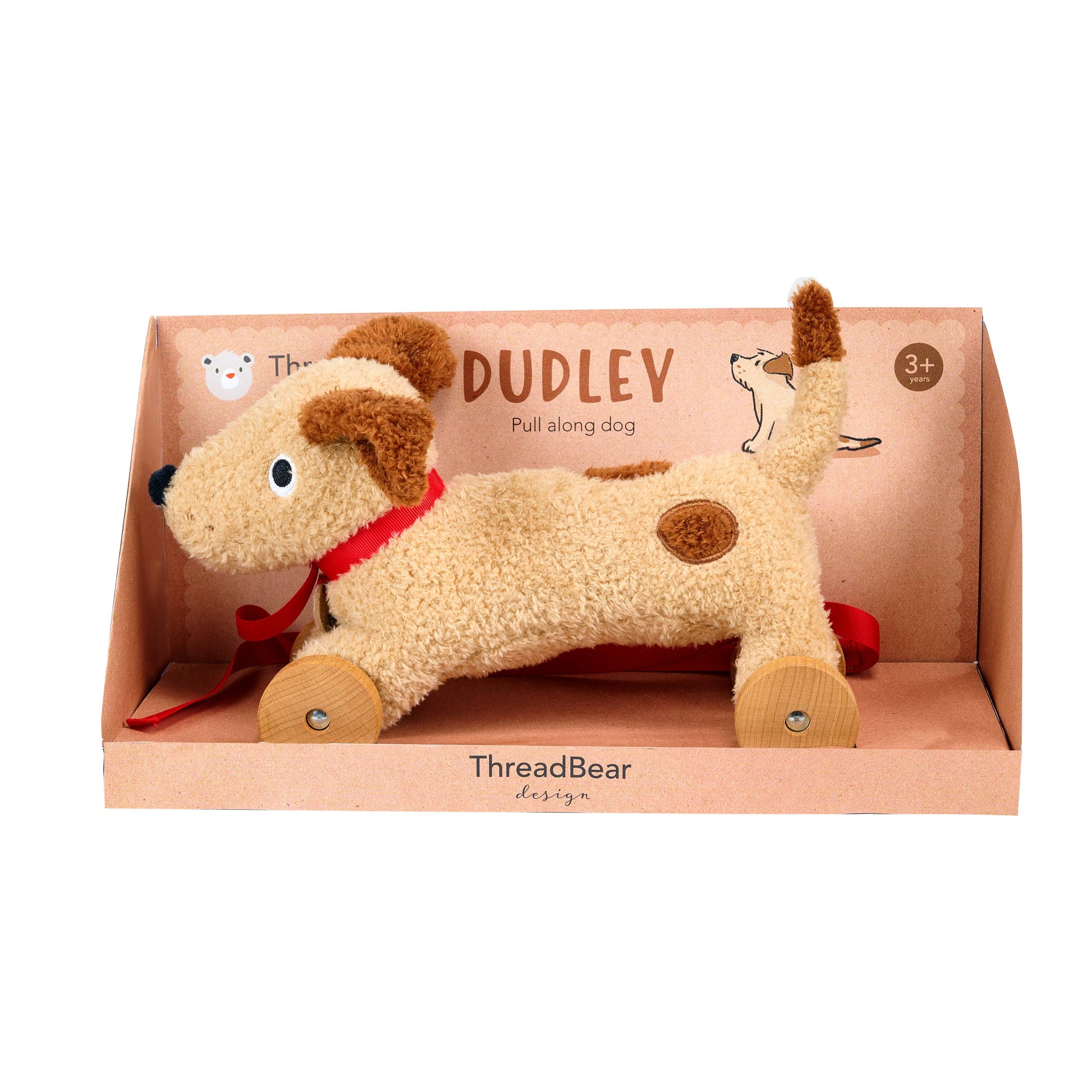 ThreadBear Dudley Pull Along Dog - Rose and Friends