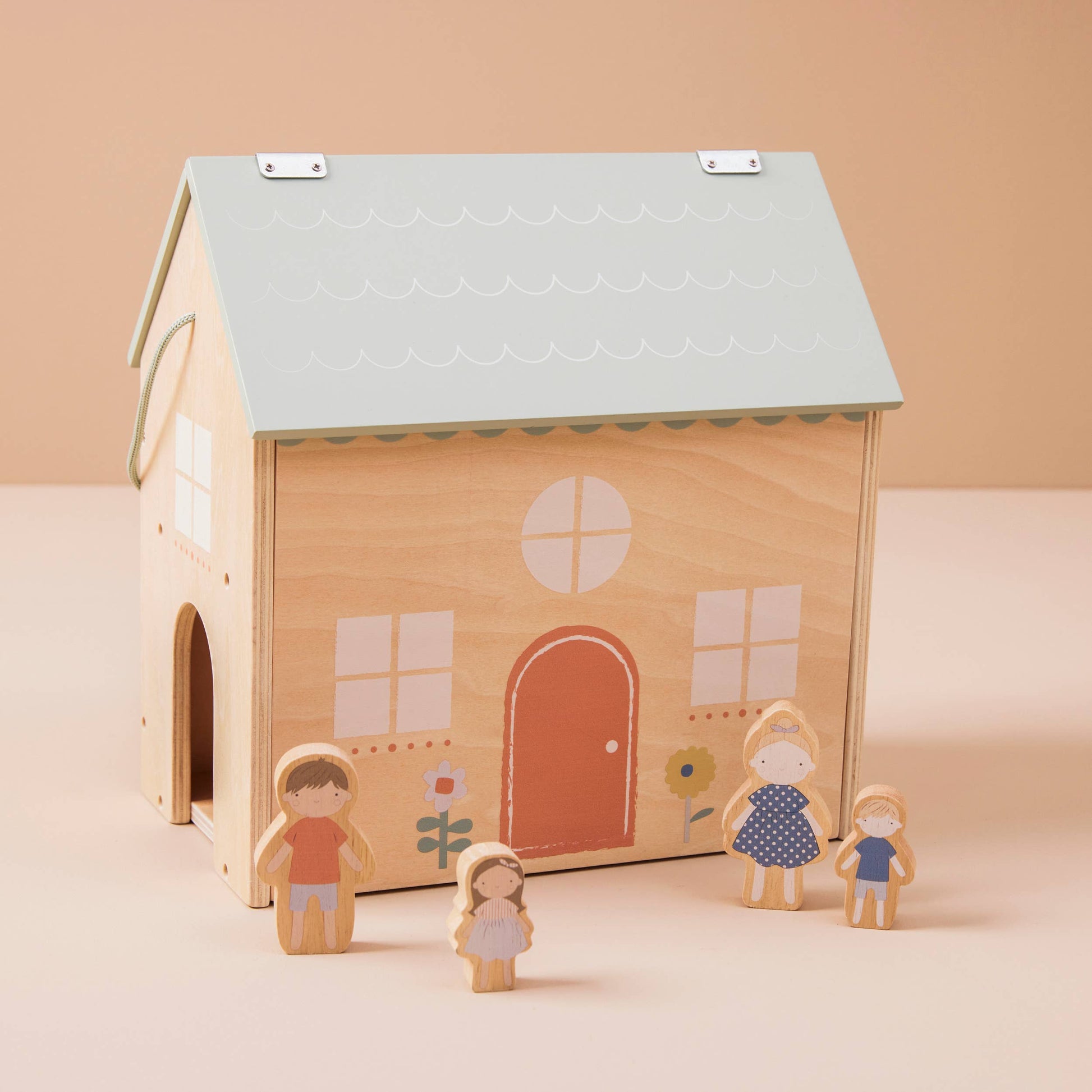 Just Bee Kids Wooden Dolls House with Family Figurines (FSC) - Rose and Friends