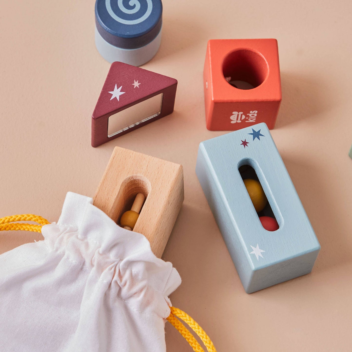 Just Bee Kids Wooden Sensory Blocks with Bag - Rose and Friends