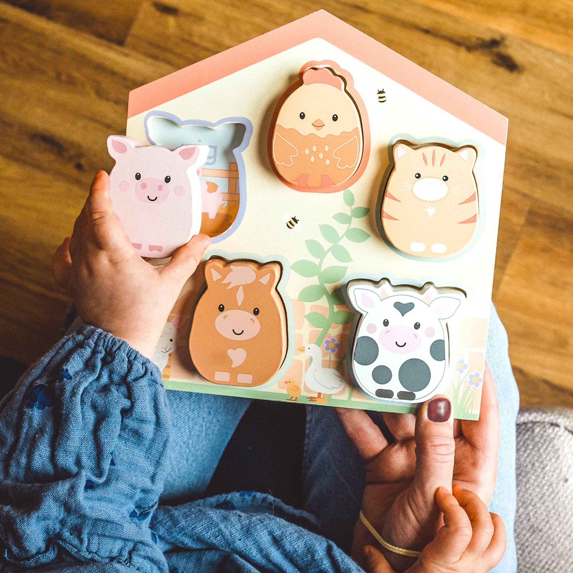 Farmyard Wooden Barn Shape Puzzle - Rose and Friends