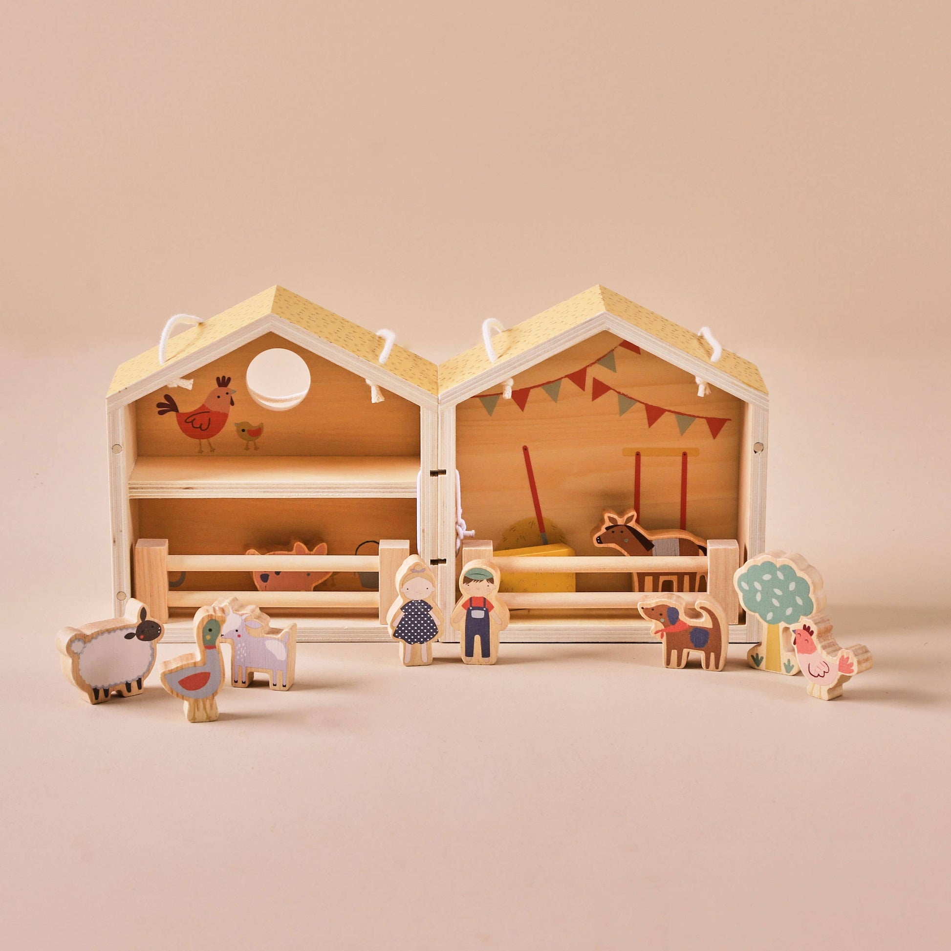 Just Bee Kids Wooden Farm House with Characters FSC® - Rose and Friends