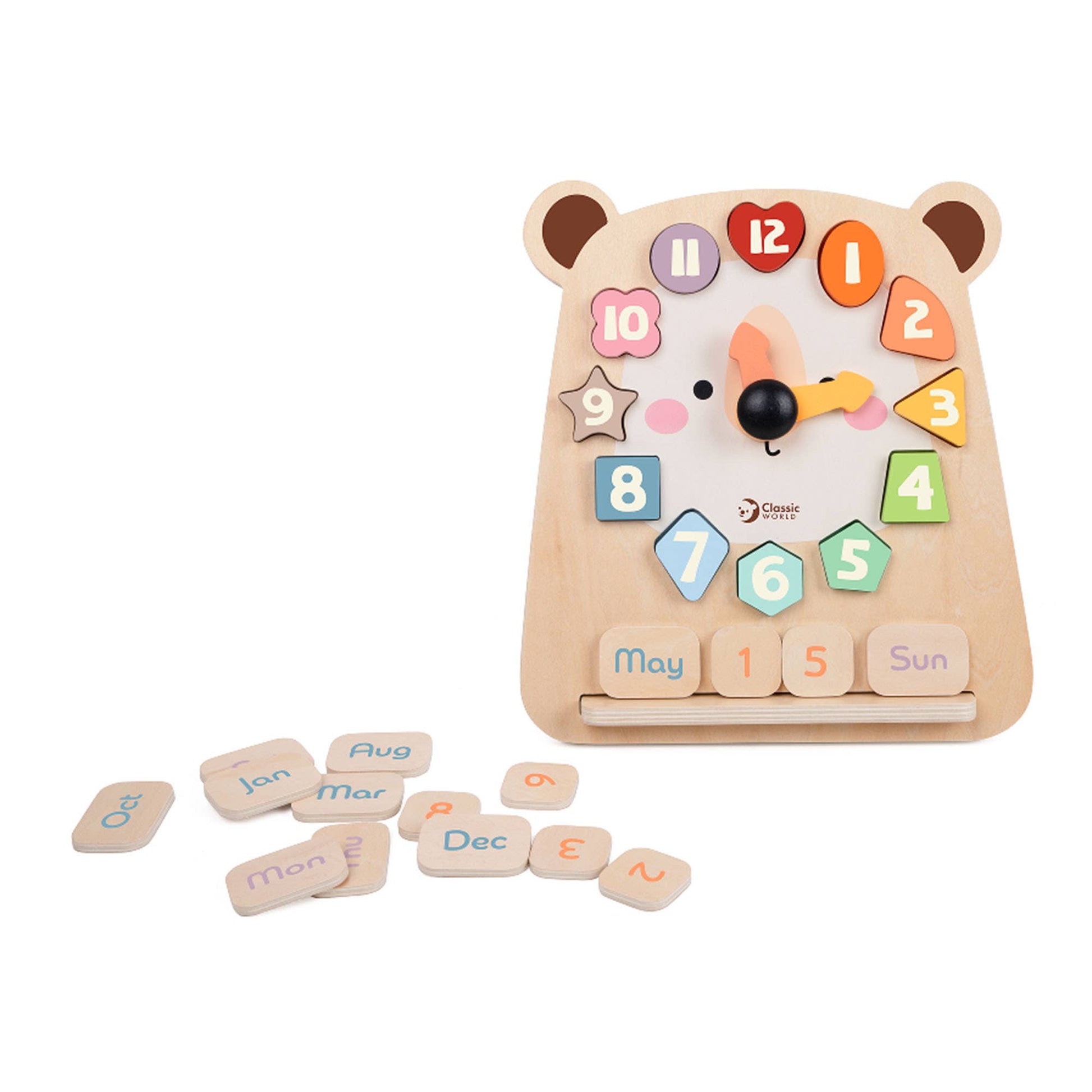 Classic World Tic-Tac Bear Clock FSC Wooden Learning Toy - Rose and Friends