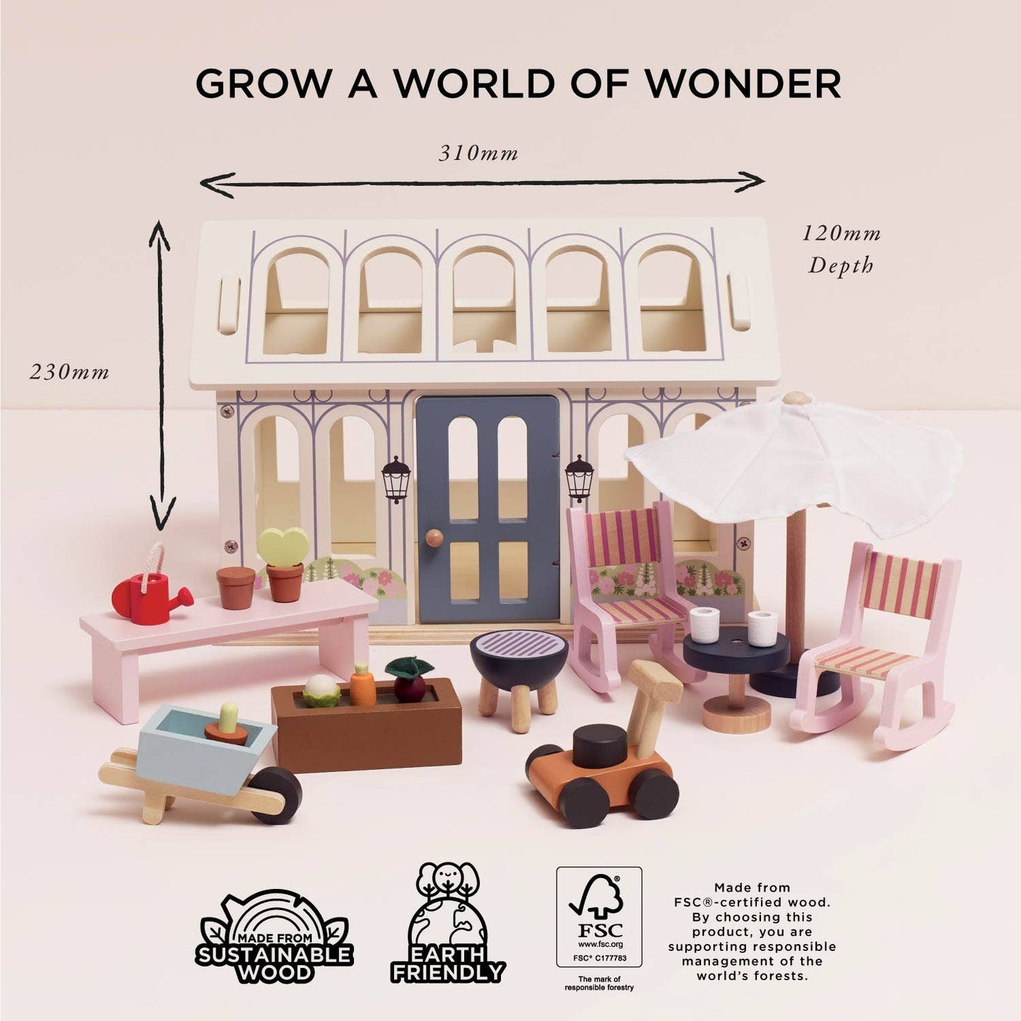 Dolls House Conservatory Playset - Rose and Friends