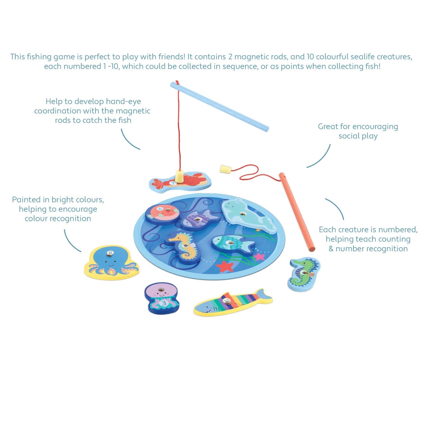 Magnetic Wooden Fishing Game - Rose and Friends