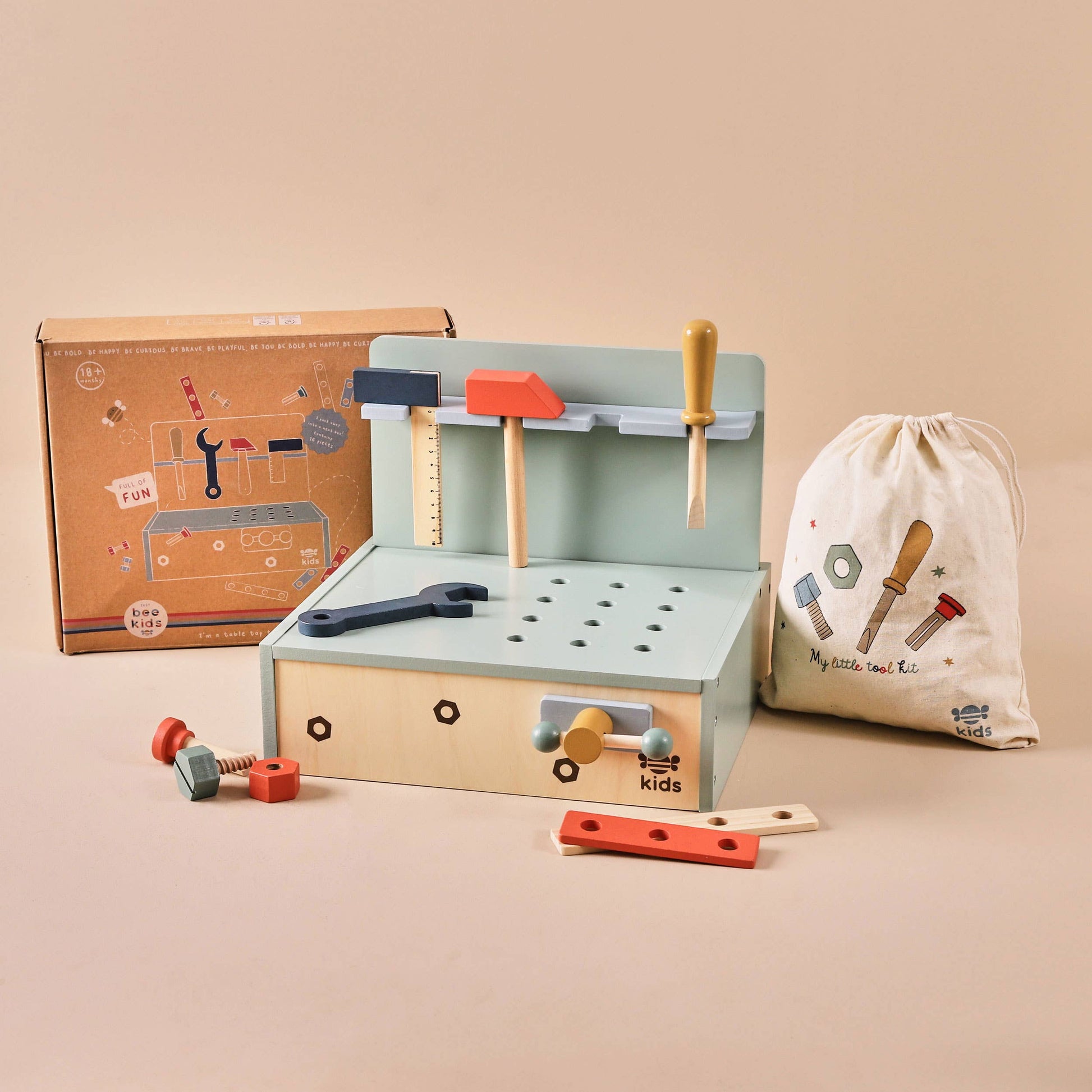 Just Bee Kids Wooden Tool Bench FSC® - Rose and Friends